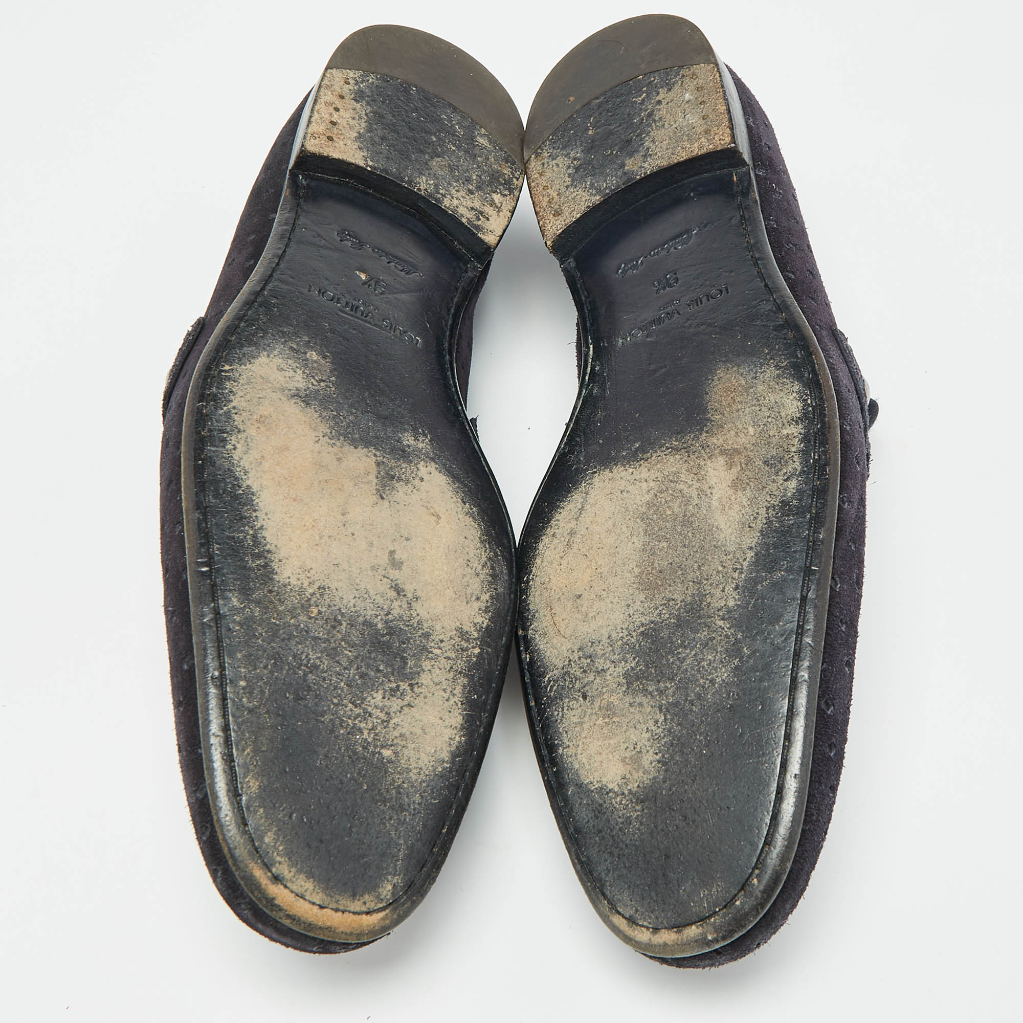 Louis Vuitton Navy Blue Suede Hockenheim Loafers Size 43.5 