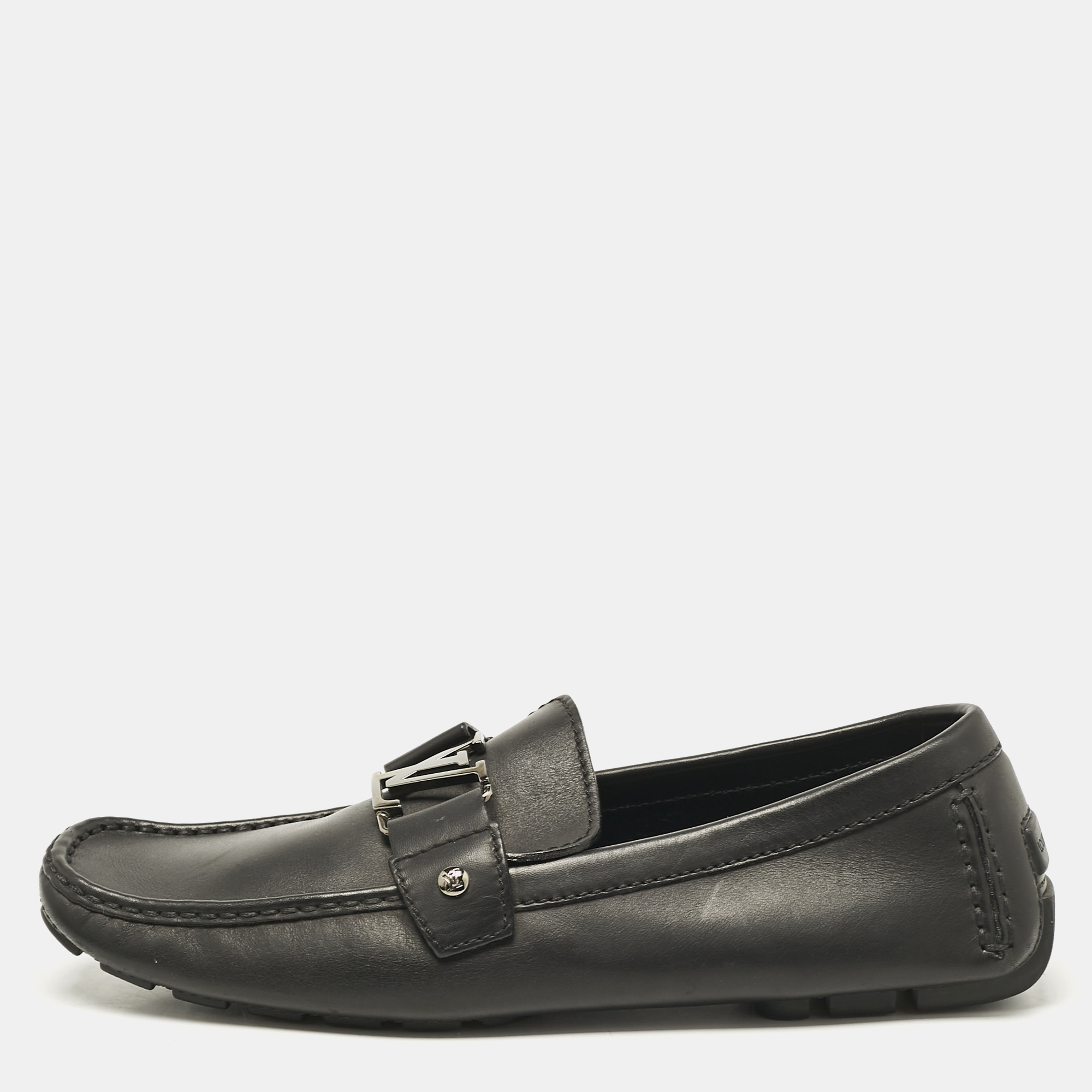 

Louis Vuitton Black Leather Monte Carlo Loafers Size 44