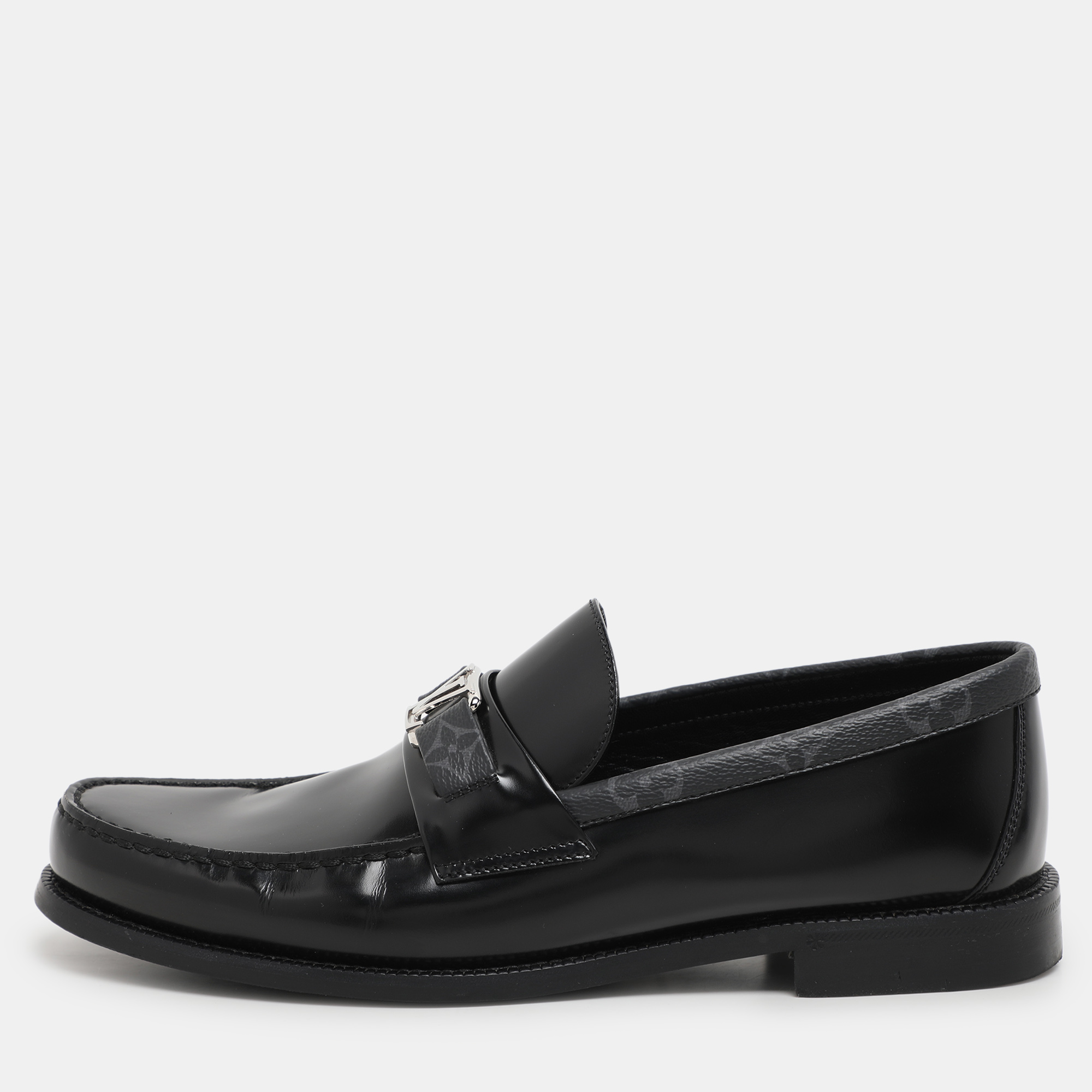 

Louis Vuitton Black Leather and Monogram Eclipse Major Loafer Size 42