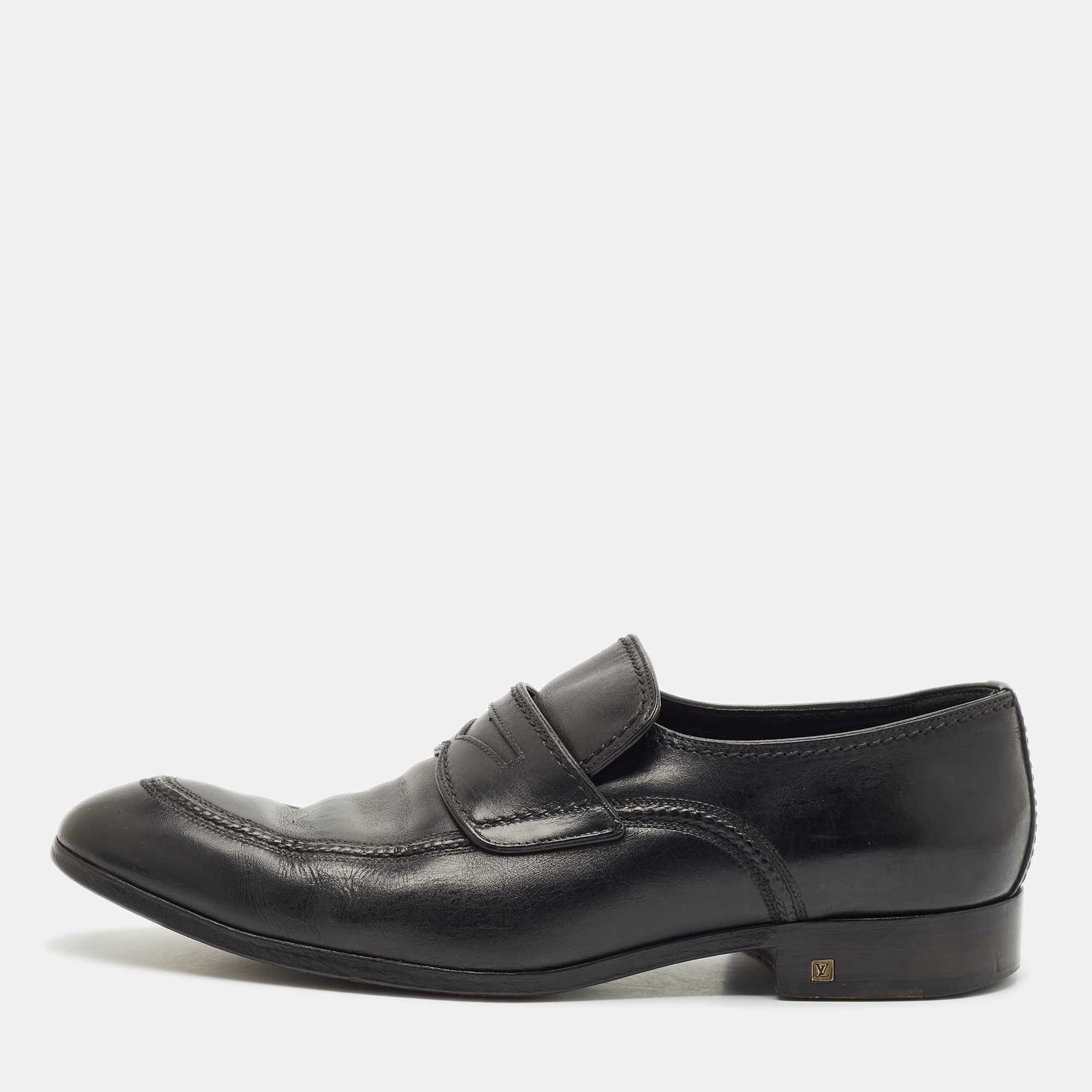 

Louis Vuitton Black Leather Slip On Loafers Size 41