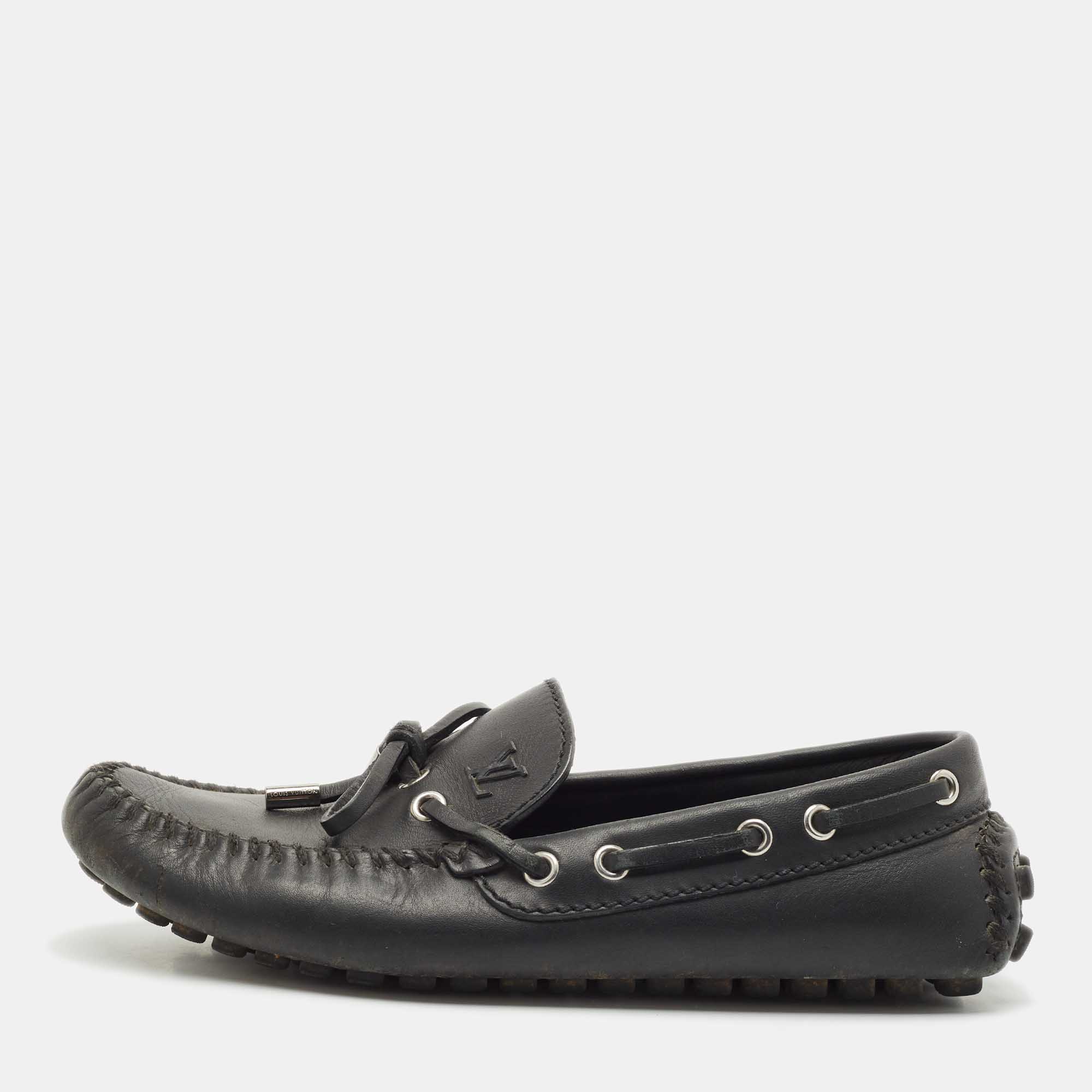 

Louis Vuitton Black Leather Bow Slip On Loafers Size 39