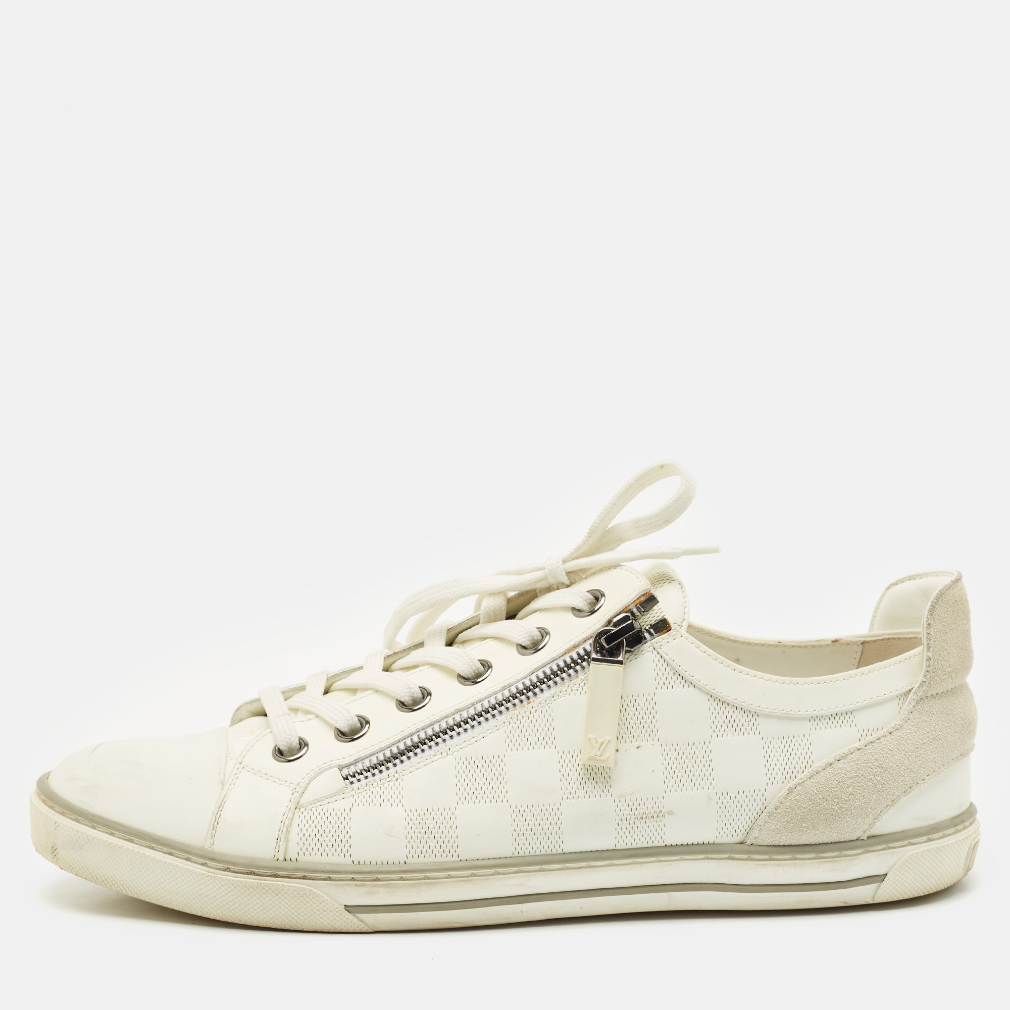 

Louis Vuitton White Leather and Suede Frontrow Low Top Sneakers Size 42