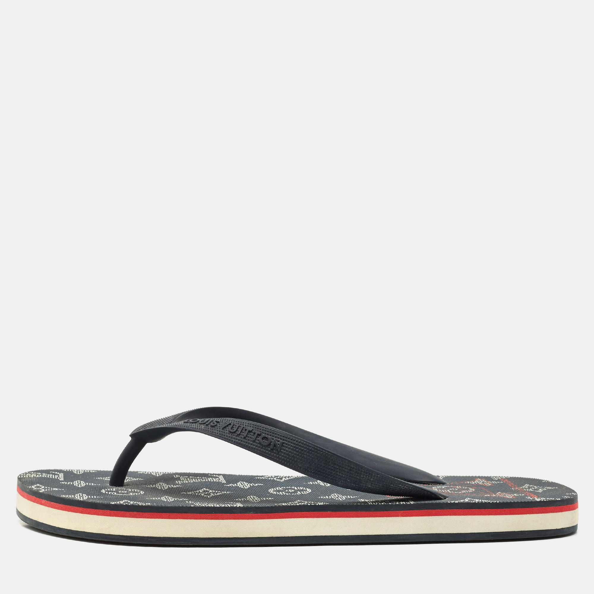 

Louis Vuitton Navy Blue Rubber Molitor Thong Flats Size 41.5