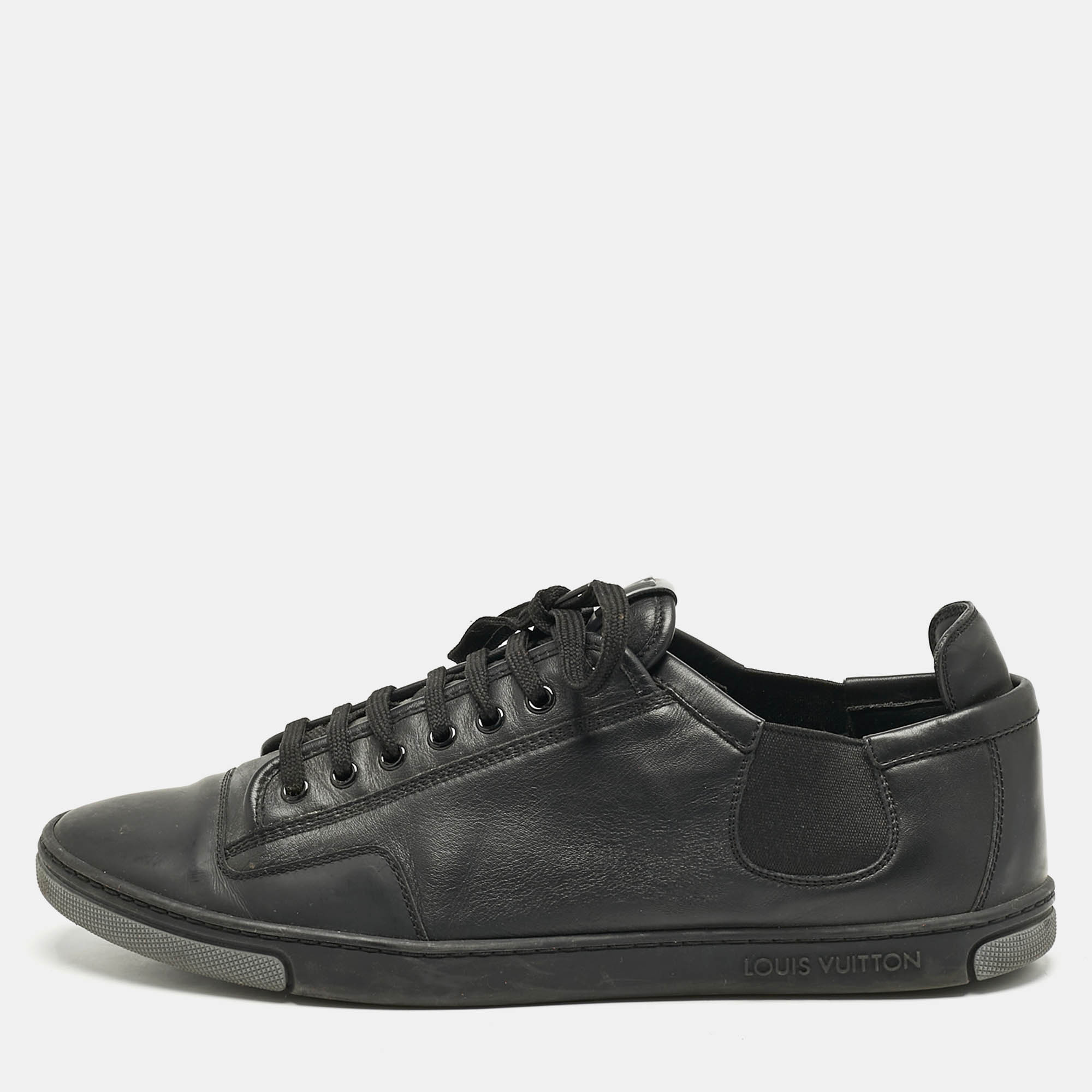 

Louis Vuitton Black Leather Logo Lace Up Sneakers Size 42.5