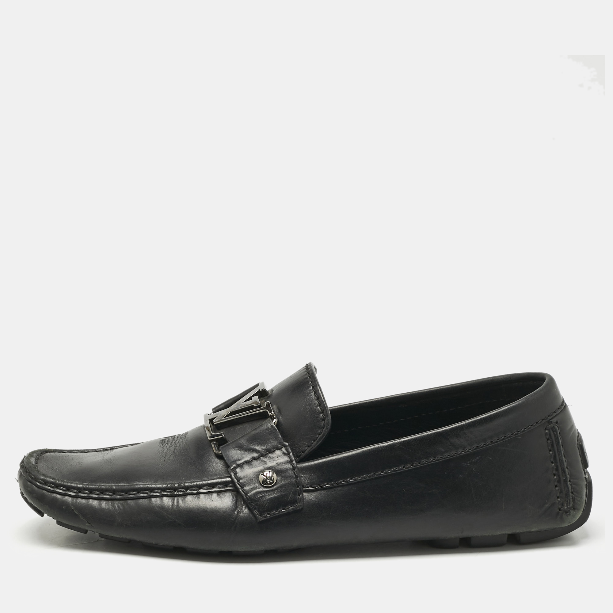

Louis Vuitton Black Leather Monte Carlo Loafers Size 41.5