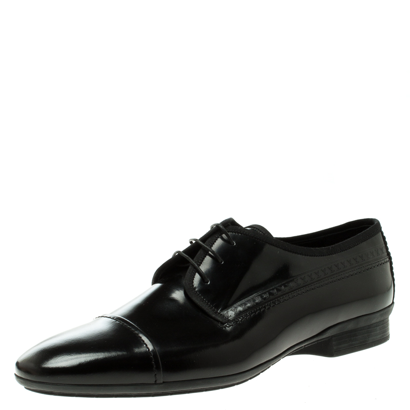 Pre Owned Louis Vuitton Black Leather Lace Up Derby Size 43.5