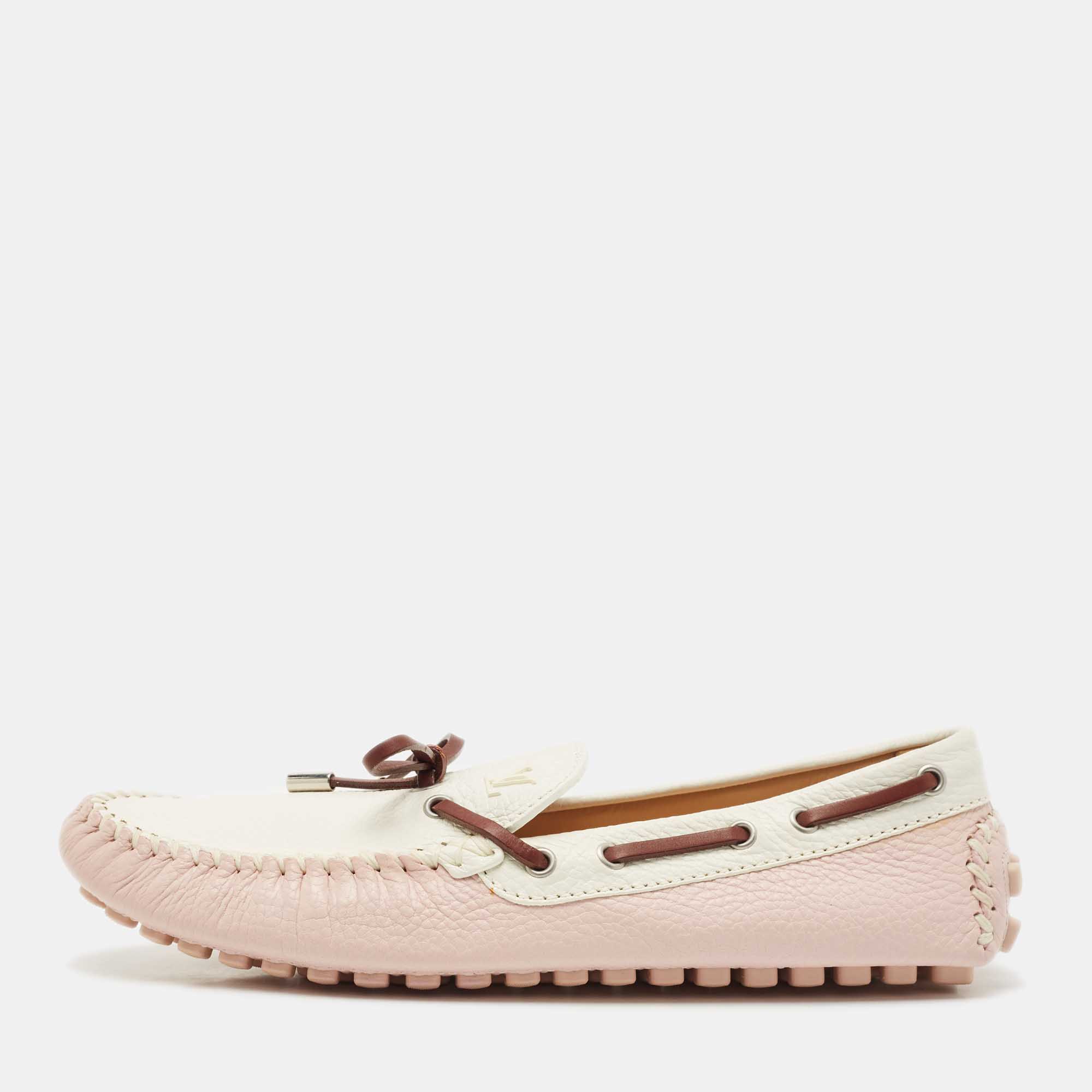 

Louis Vuitton Light Pink/White Leather Arizona Loafers Size 42.5