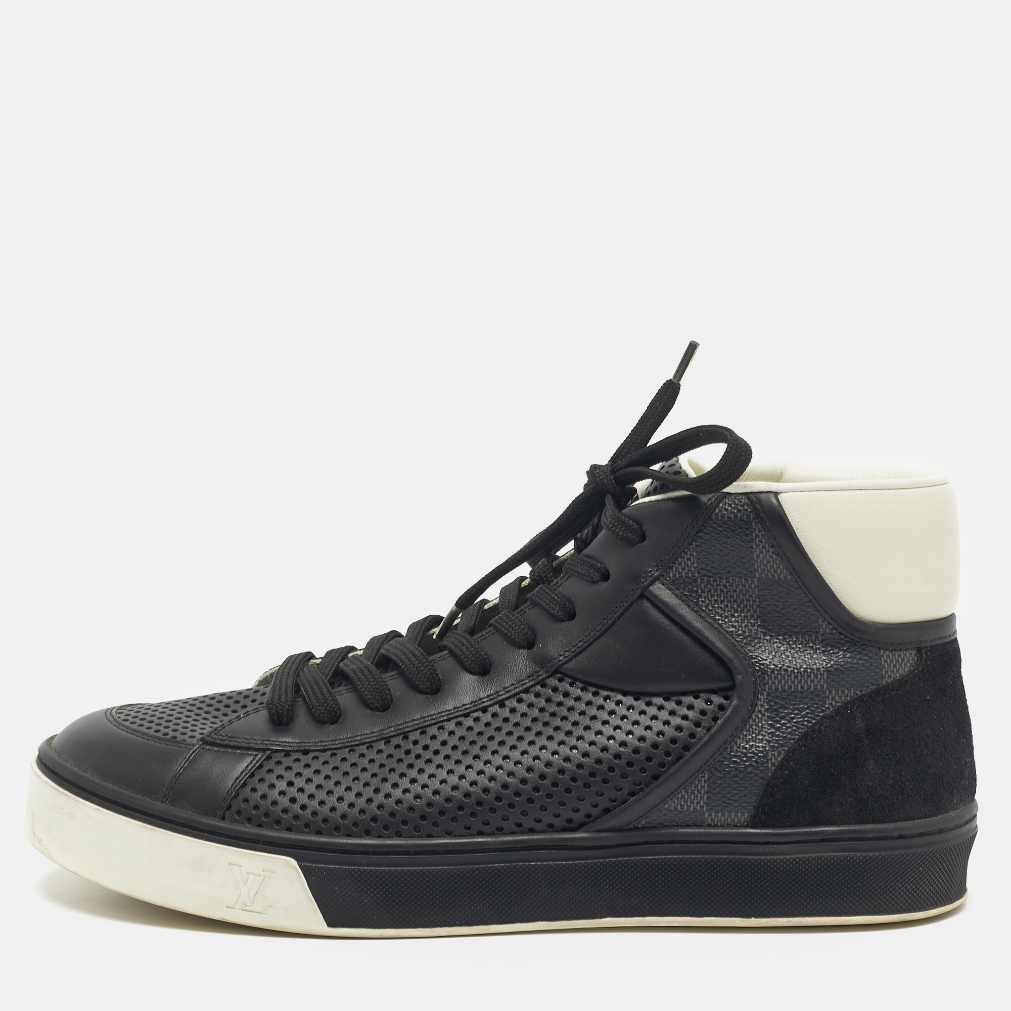

Louis Vuitton Black Damier Canvas and Leather High Top Sneakers Size 39.5