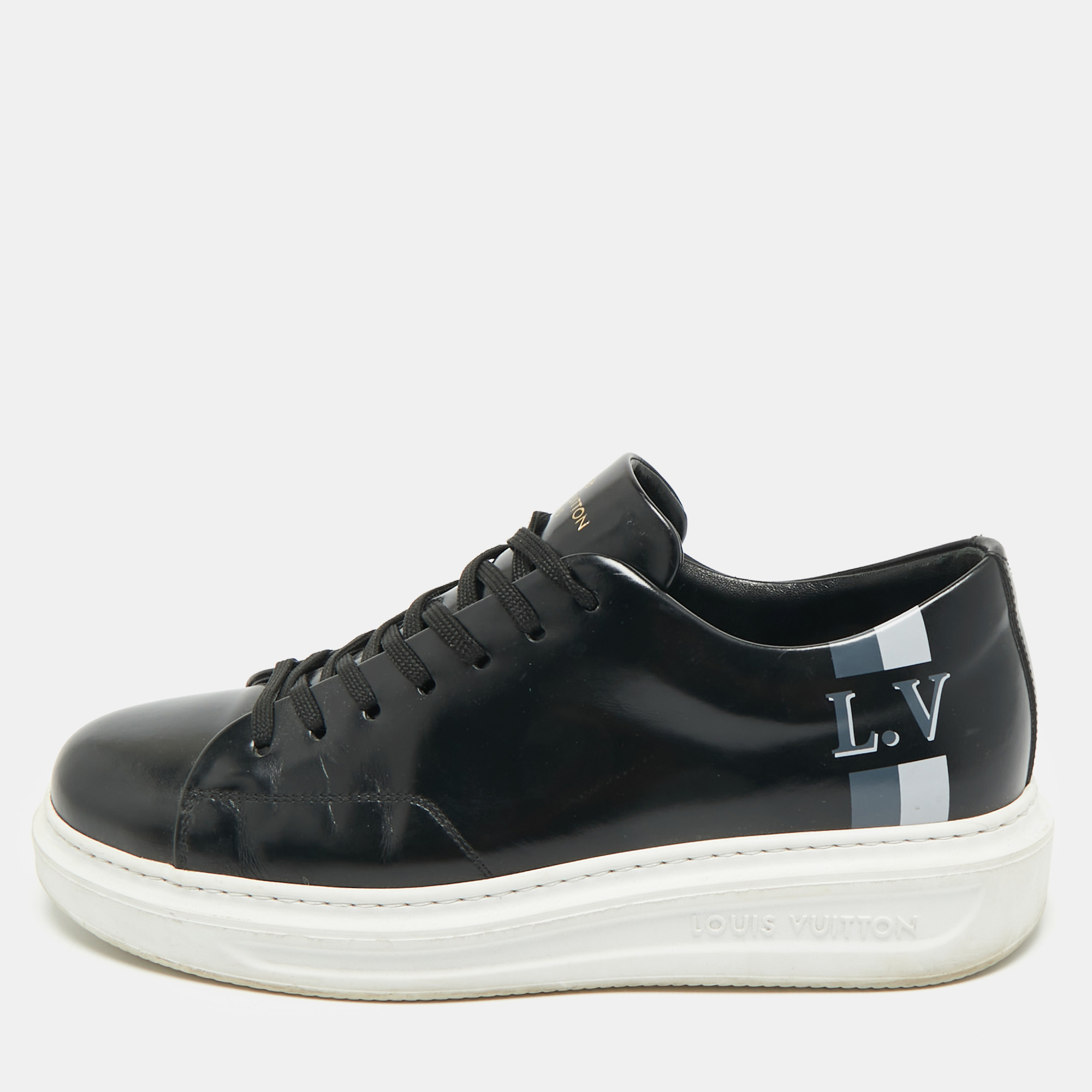 

Louis Vuitton Black Leather Beverly Hills Lace Up Sneakers Size 40.5