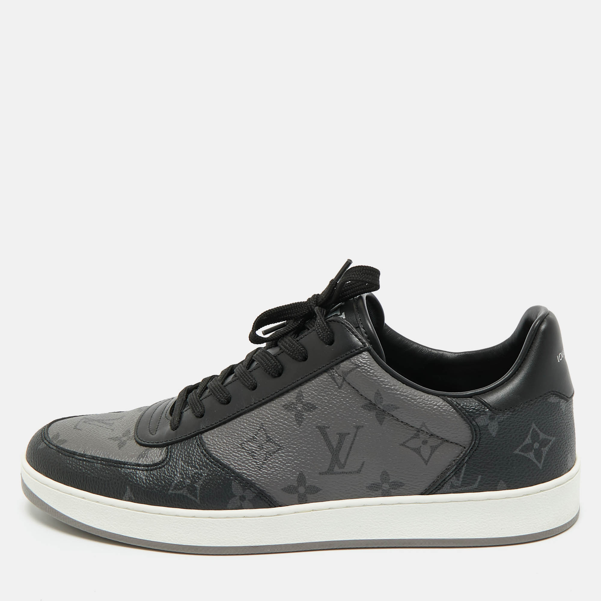 

Louis Vuitton Grey/Black Monogram Canvas and Leather Rivoli Lace Up Sneakers Size 42.5