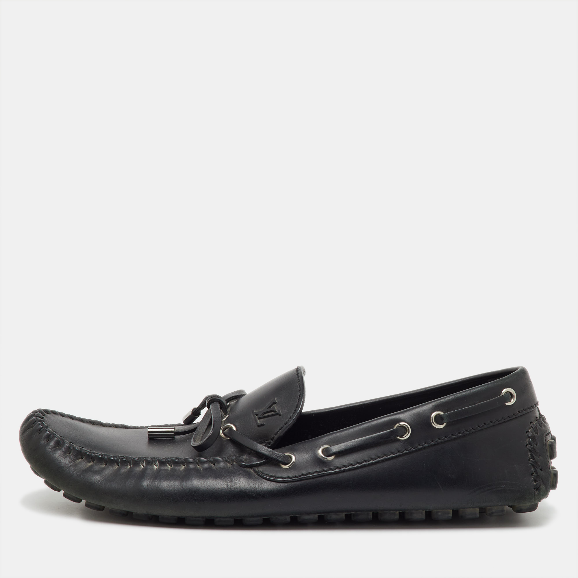 Pre-owned Louis Vuitton Black Leather Gloria Loafers Size 44