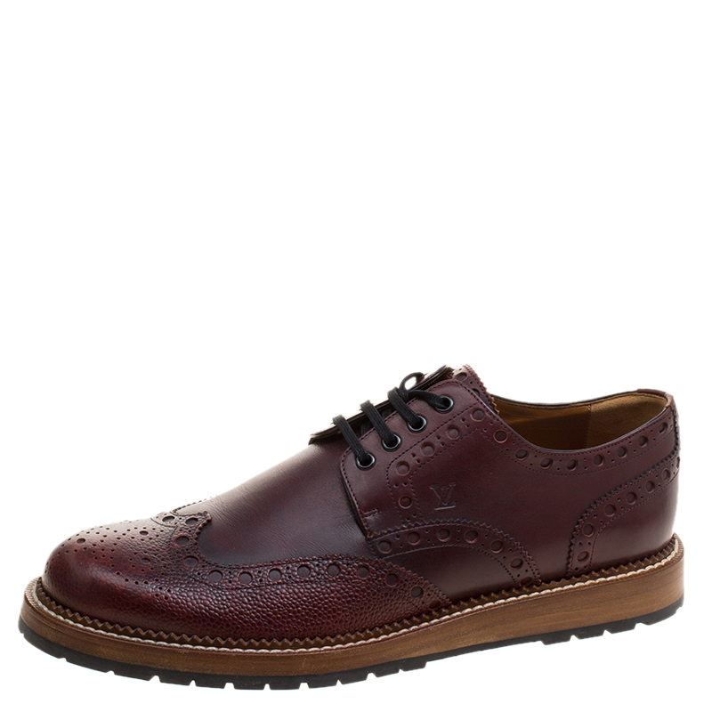Louis Vuitton Brown Brogue Leather Lace Up Derby Size 42