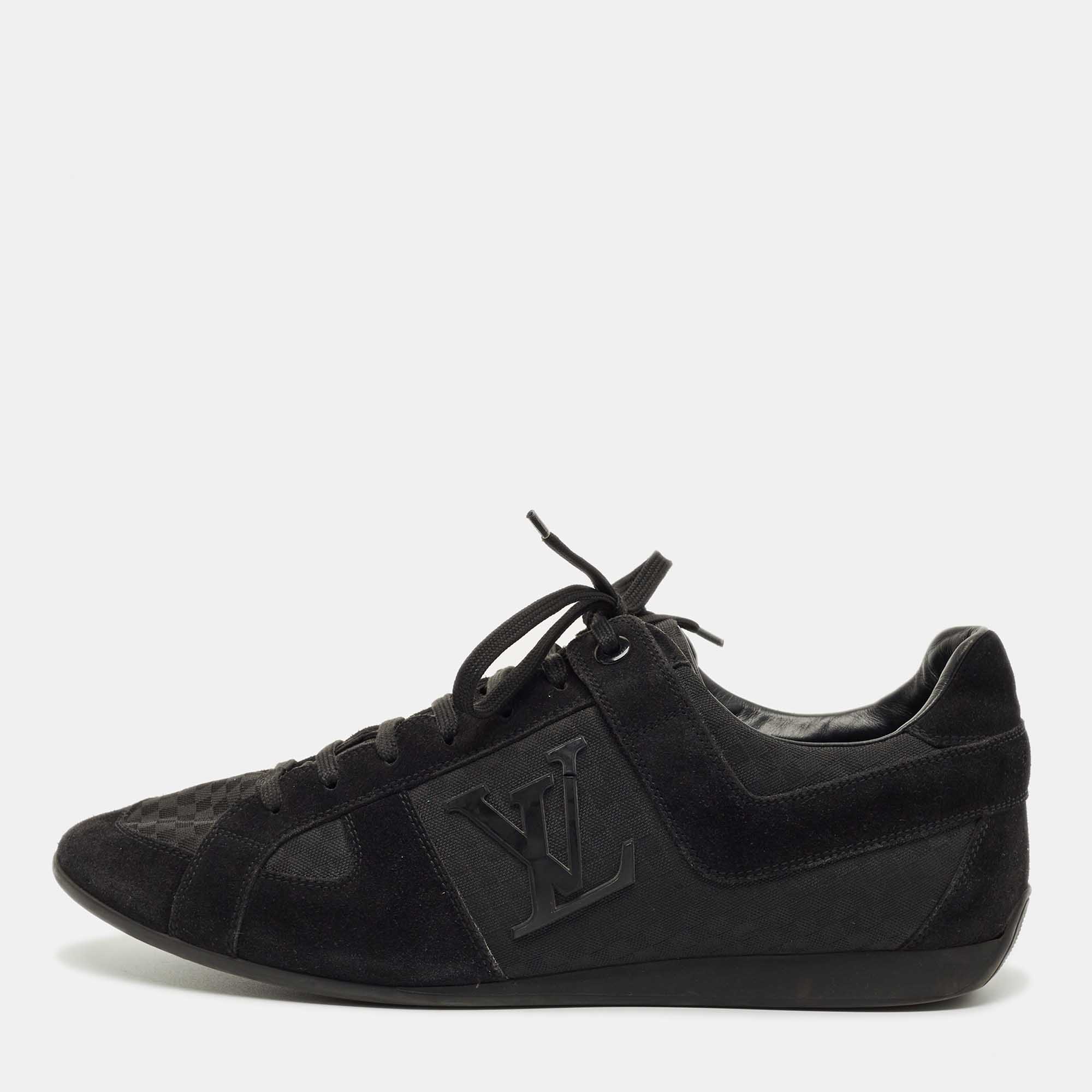Louis Vuitton Black Petit Damier Canvas and Suede Vibes Sneakers Size 42.5