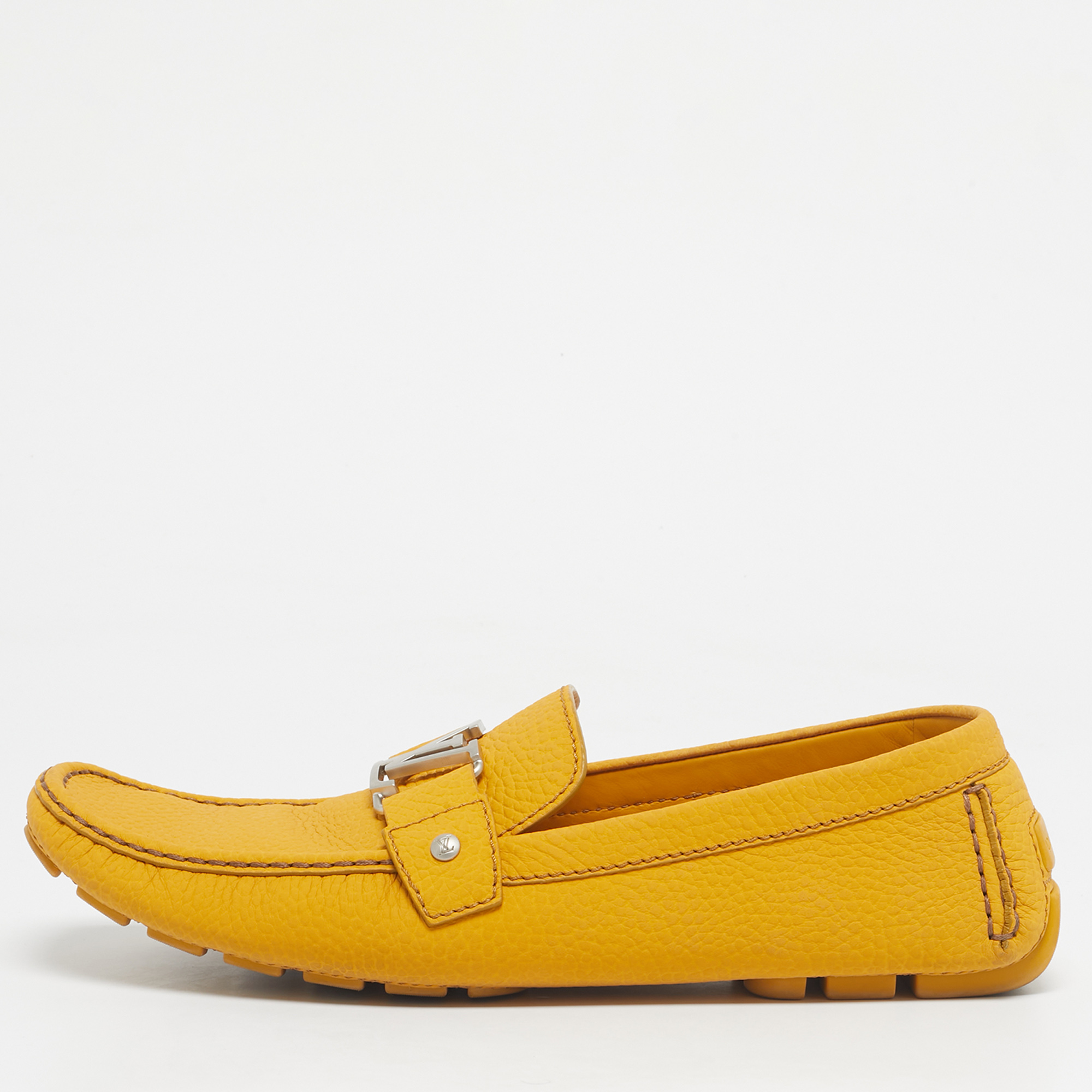 Pre-owned Louis Vuitton Yellow Leather Monte Carlo Loafers Size 46