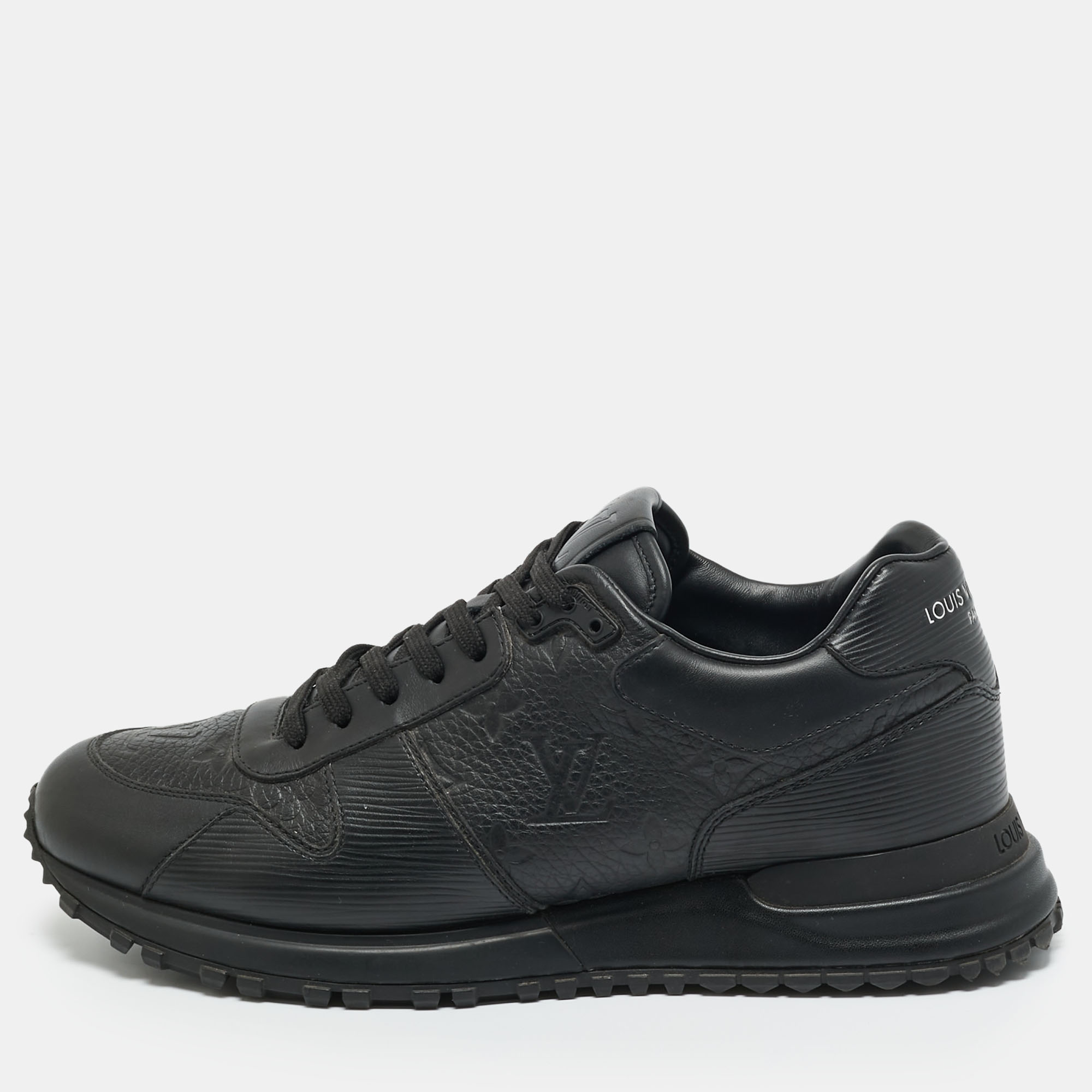 

Louis Vuitton Black Monogram Leather Run Away Low Top Sneakers Size 40
