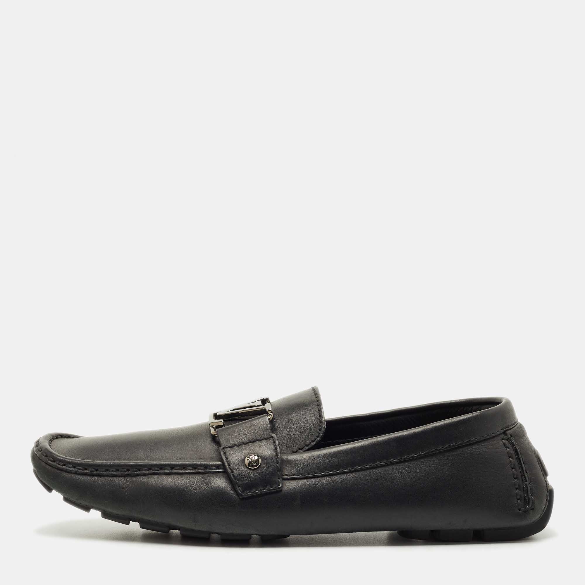 

Louis Vuitton Black Leather Monte Carlo Loafers Size 42.5