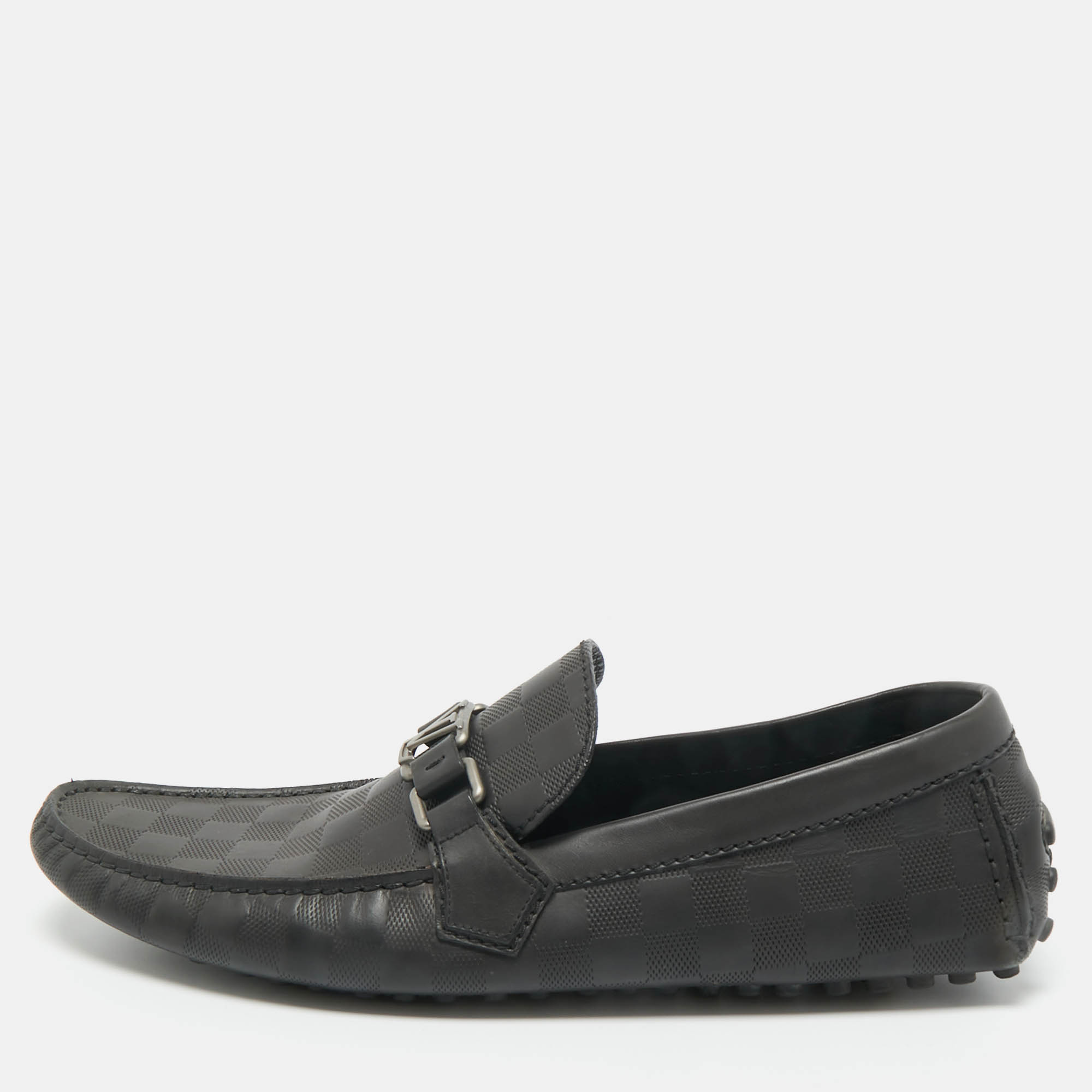 Louis Vuitton Black Leather Monte Carlo Loafers Size 44.5