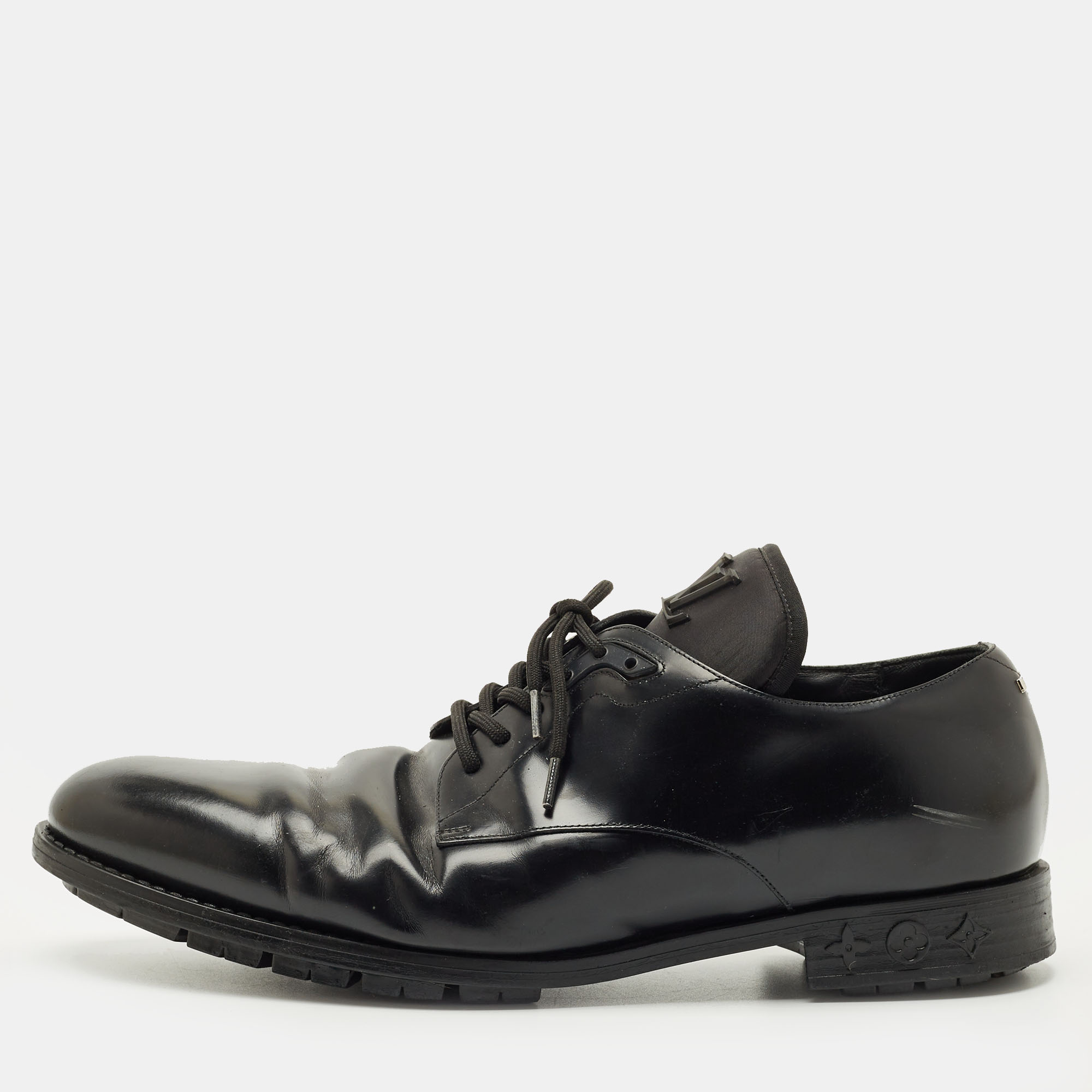 Pre-owned Louis Vuitton Black Leather Derby Lace Up Size 44