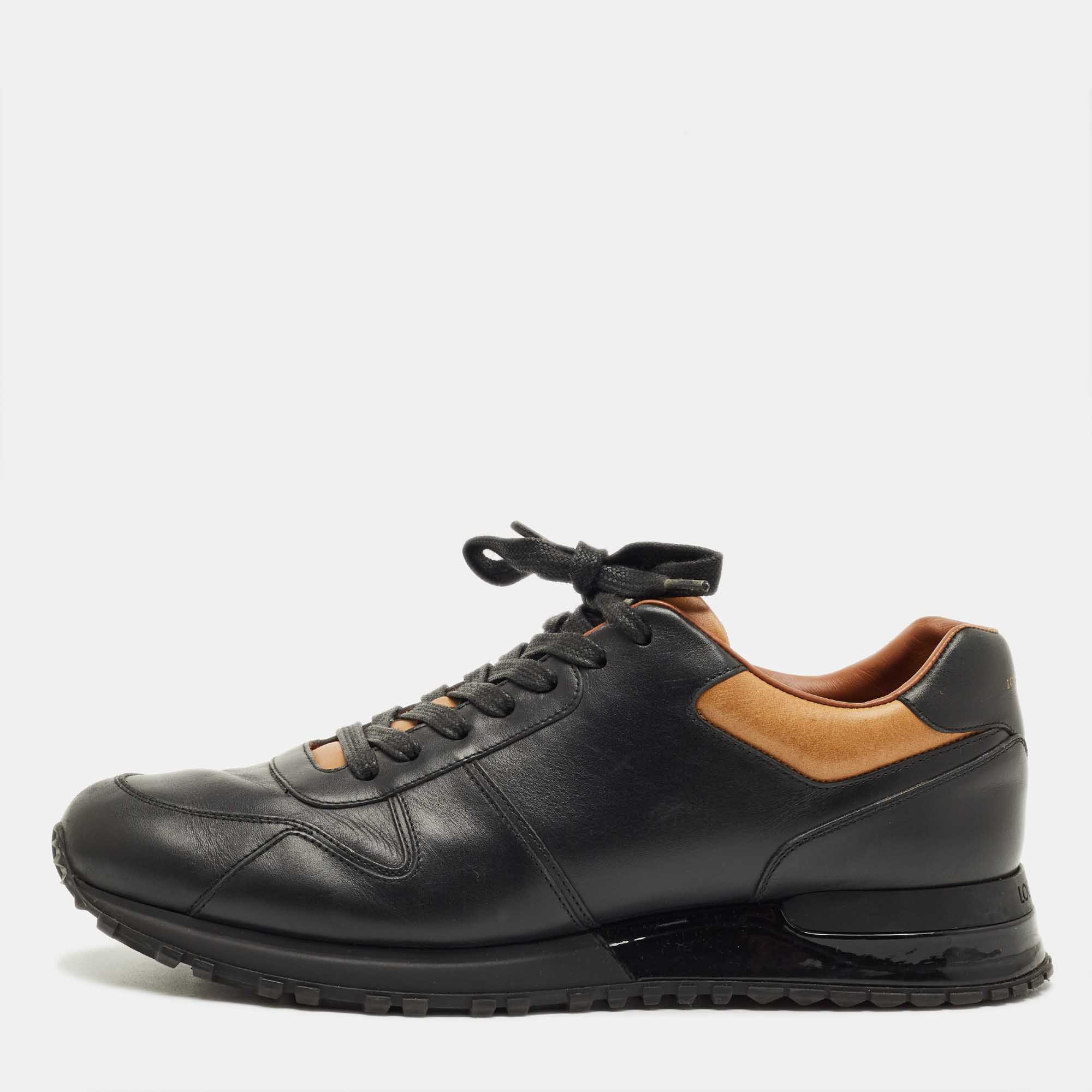 

Louis Vuitton Black/Tan Leather Trim Run Lace Up Sneakers Size 42.5