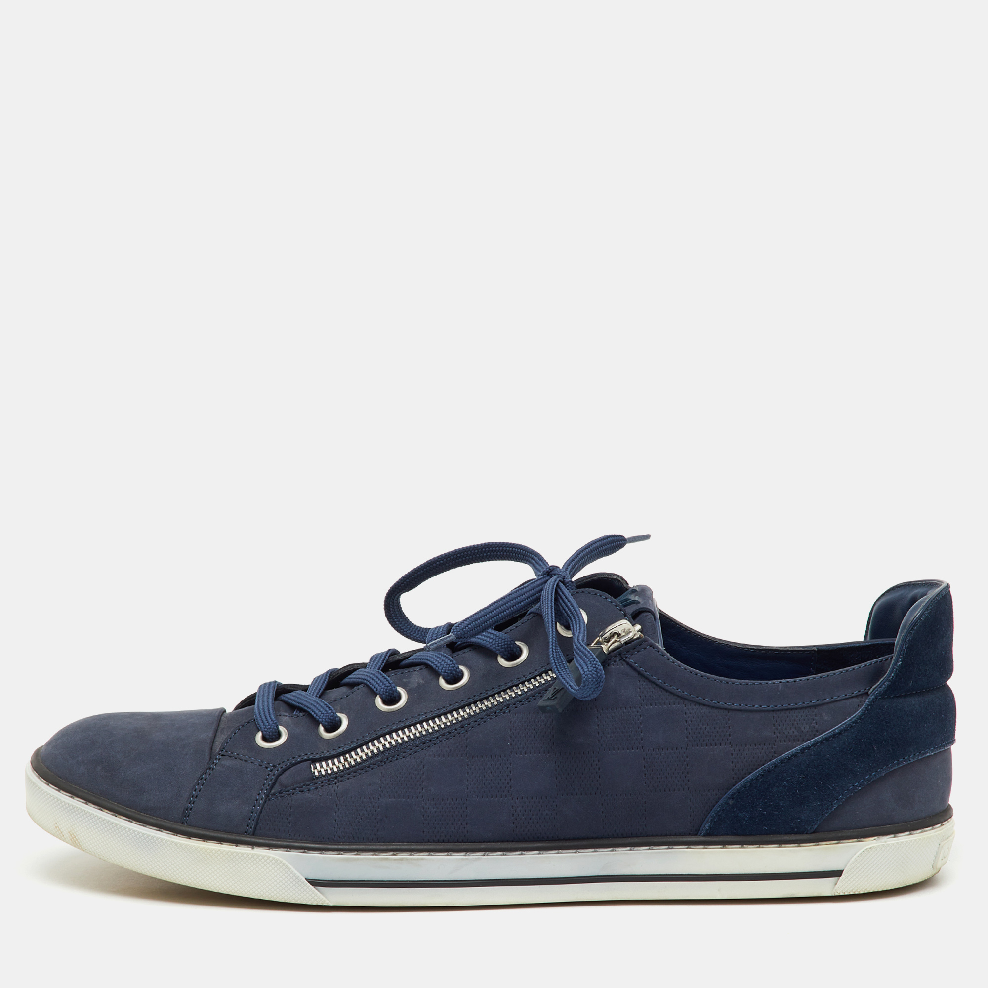 

Louis Vuitton Blue Damier Nubuck Leather and Suede Adventure Sneakers Size 47, Navy blue