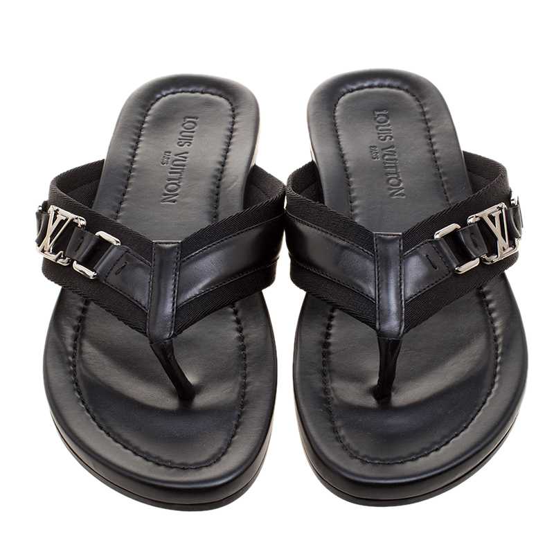 Leather sandal Louis Vuitton Black size 41 EU in Leather - 24642430
