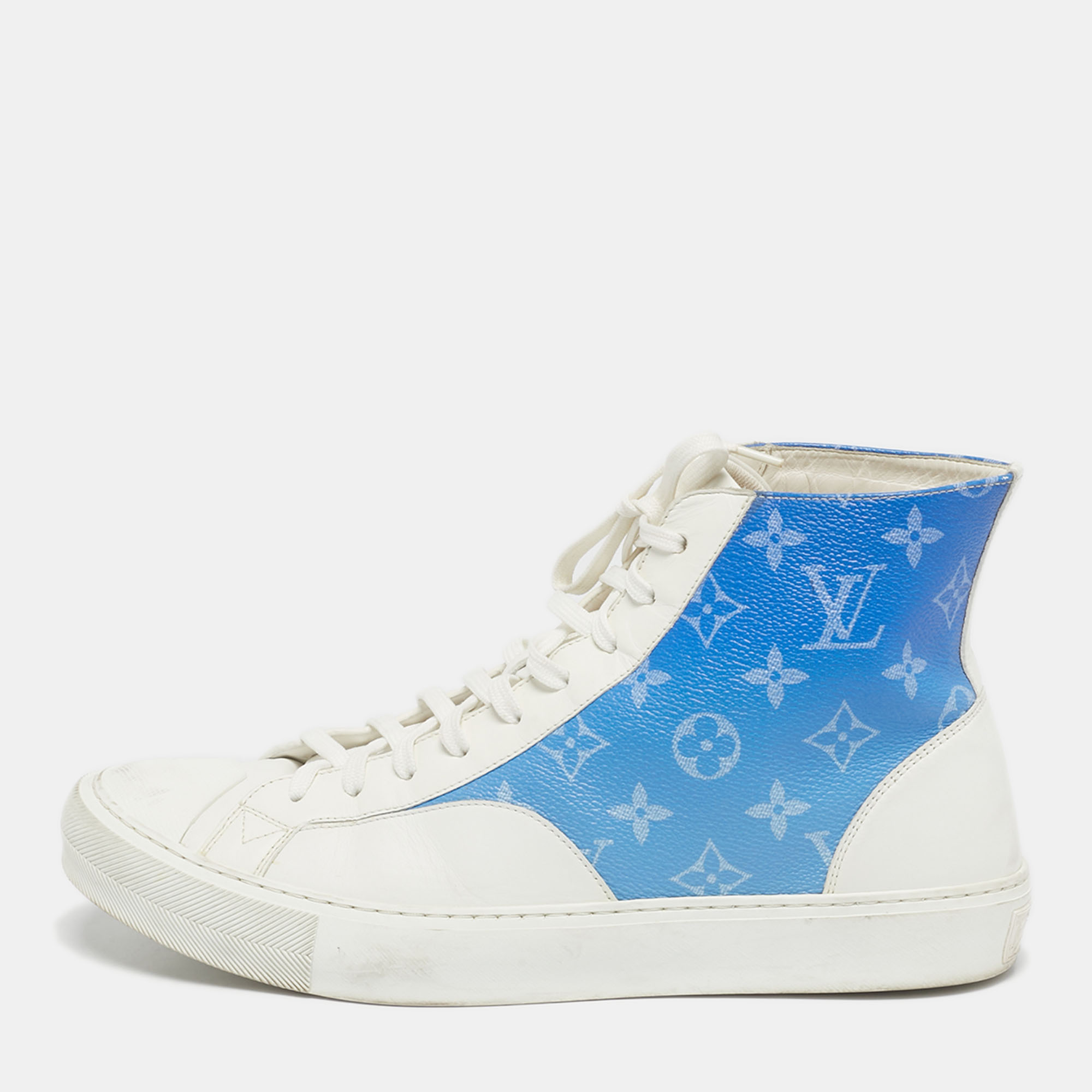 

Louis Vuitton Blue/White Monogram Canvas and Leather Tattoo Sneakers Size 41