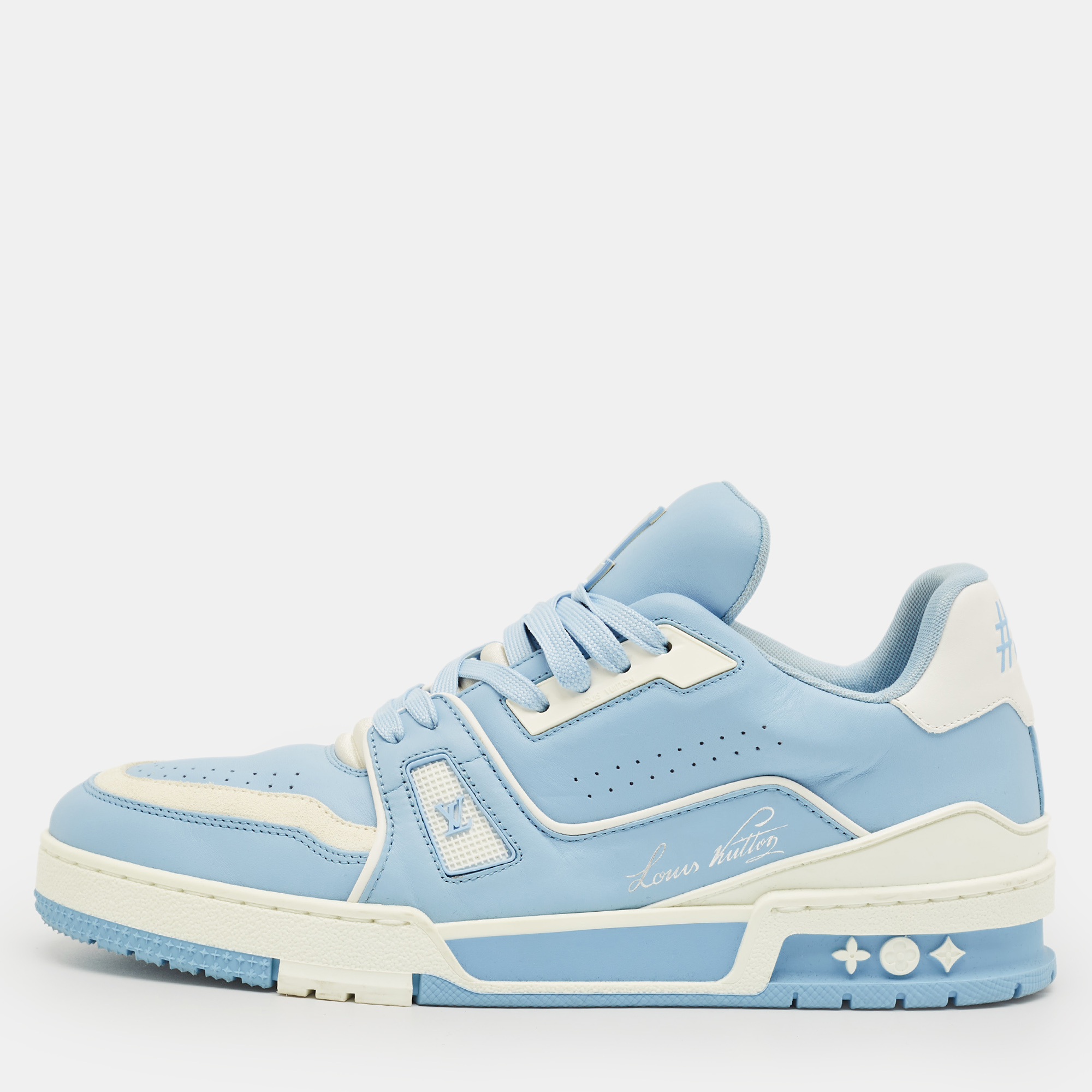 

Louis Vuitton Blue/White Leather LV Trainer Low Top Sneakers Size 41.5