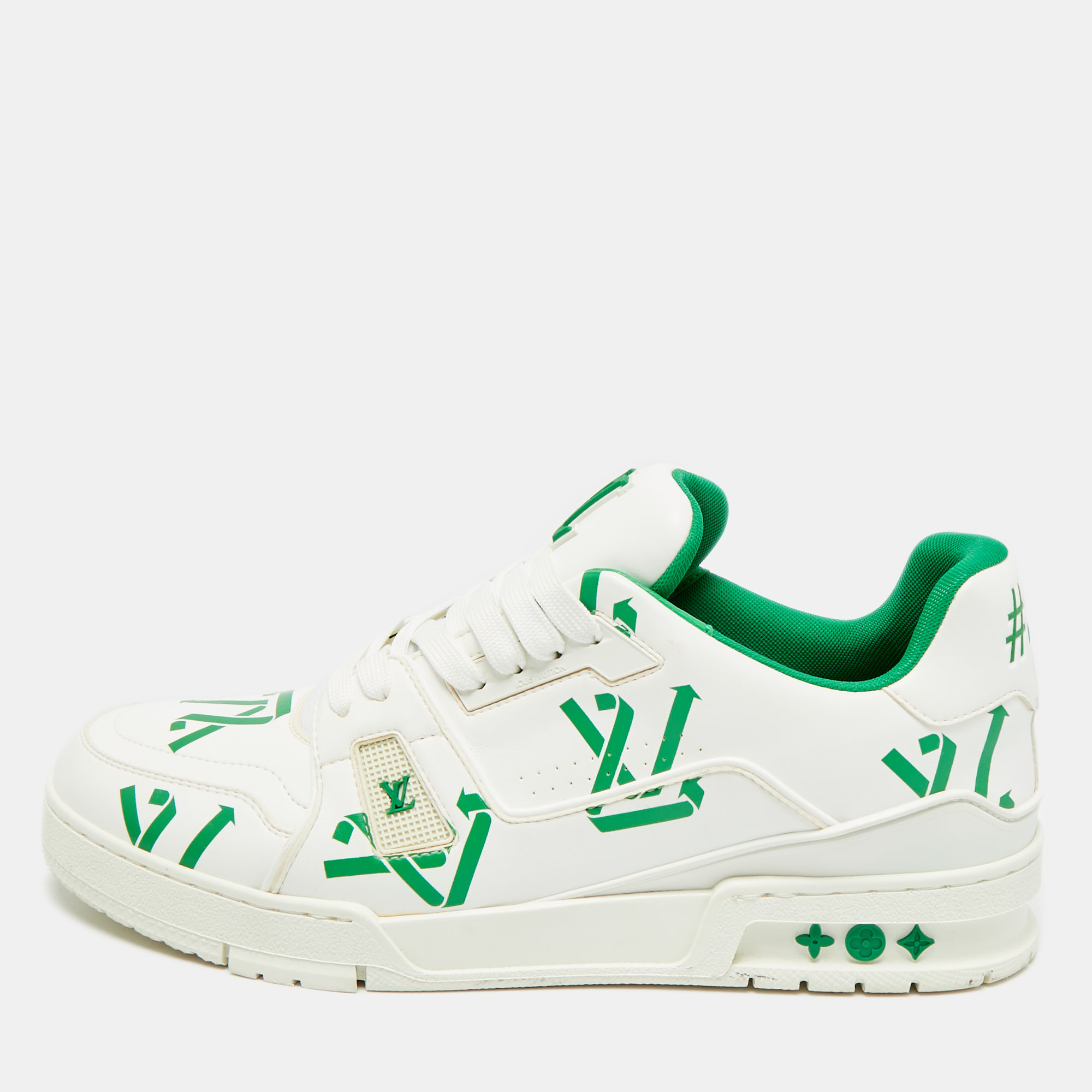 

Louis Vuitton Green/White Leather LV Trainer Low Top Sneakers Size 43