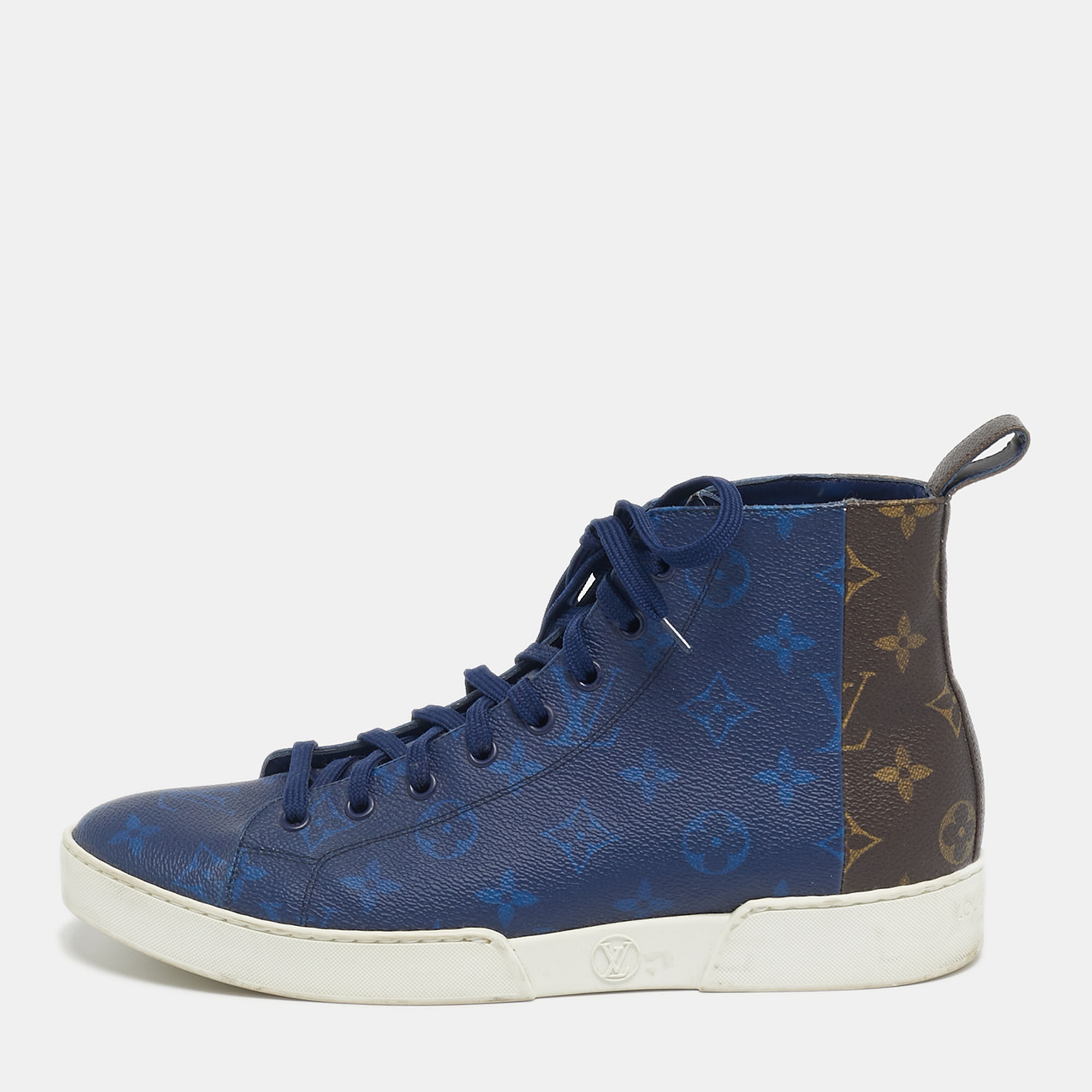 

Louis Vuitton Blue/Brown Monogram Canvas Match Up High Top Sneakers Size 41