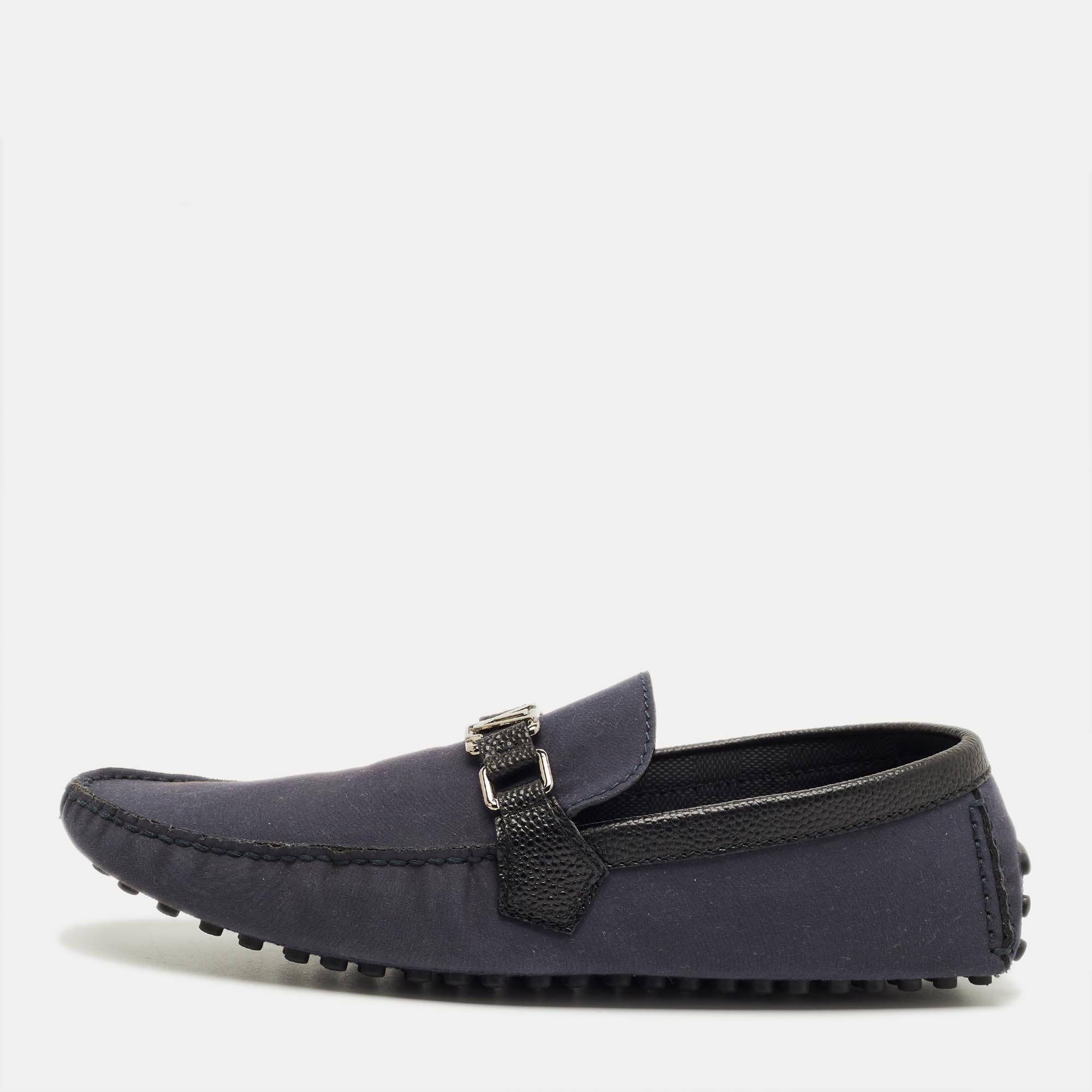 

Louis Vuitton Navy Blue Fabric and Leather Hockenheim Loafers Size 44