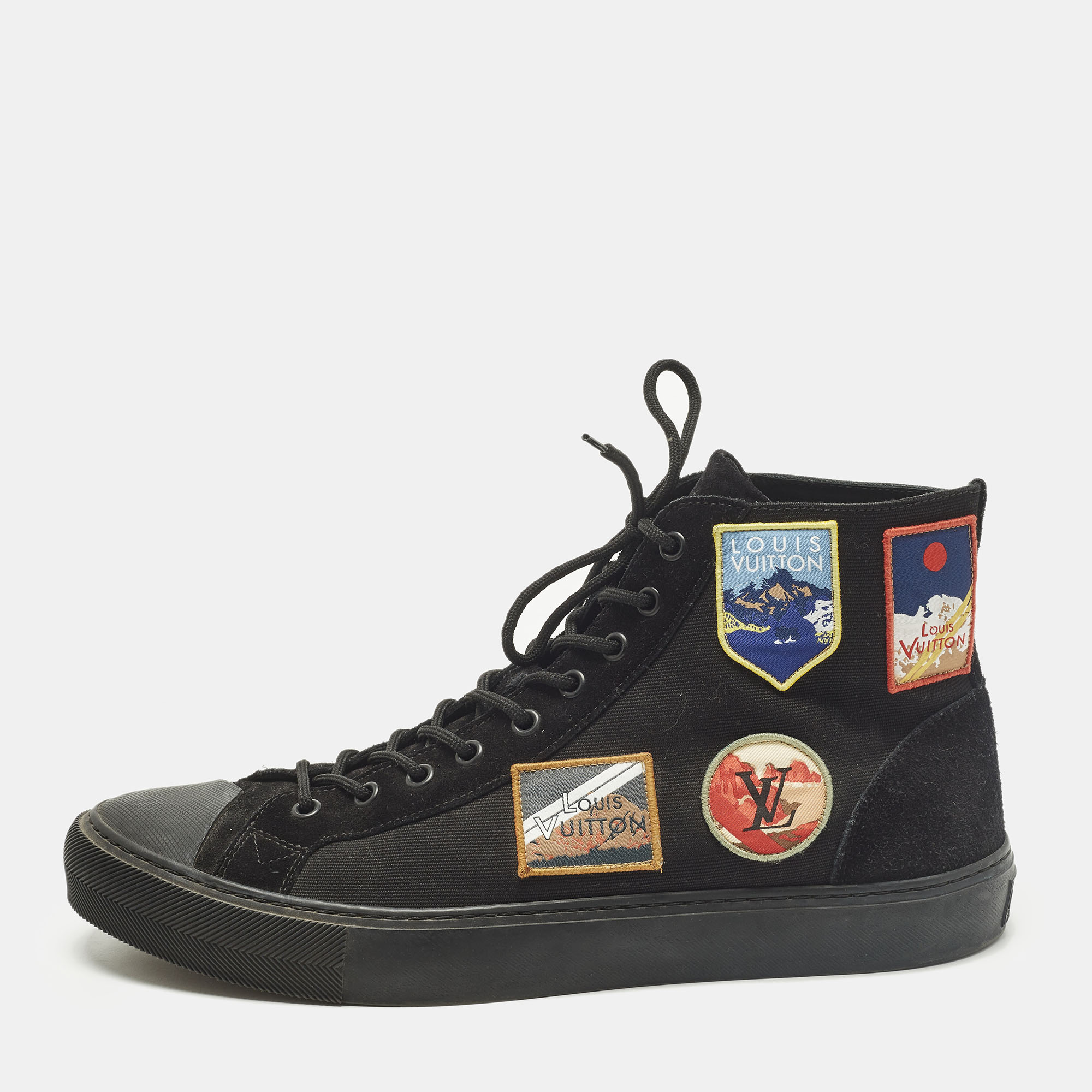 

Louis Vuitton Tattoo Size 43 Black Canvas and Suede High Top Sneakers