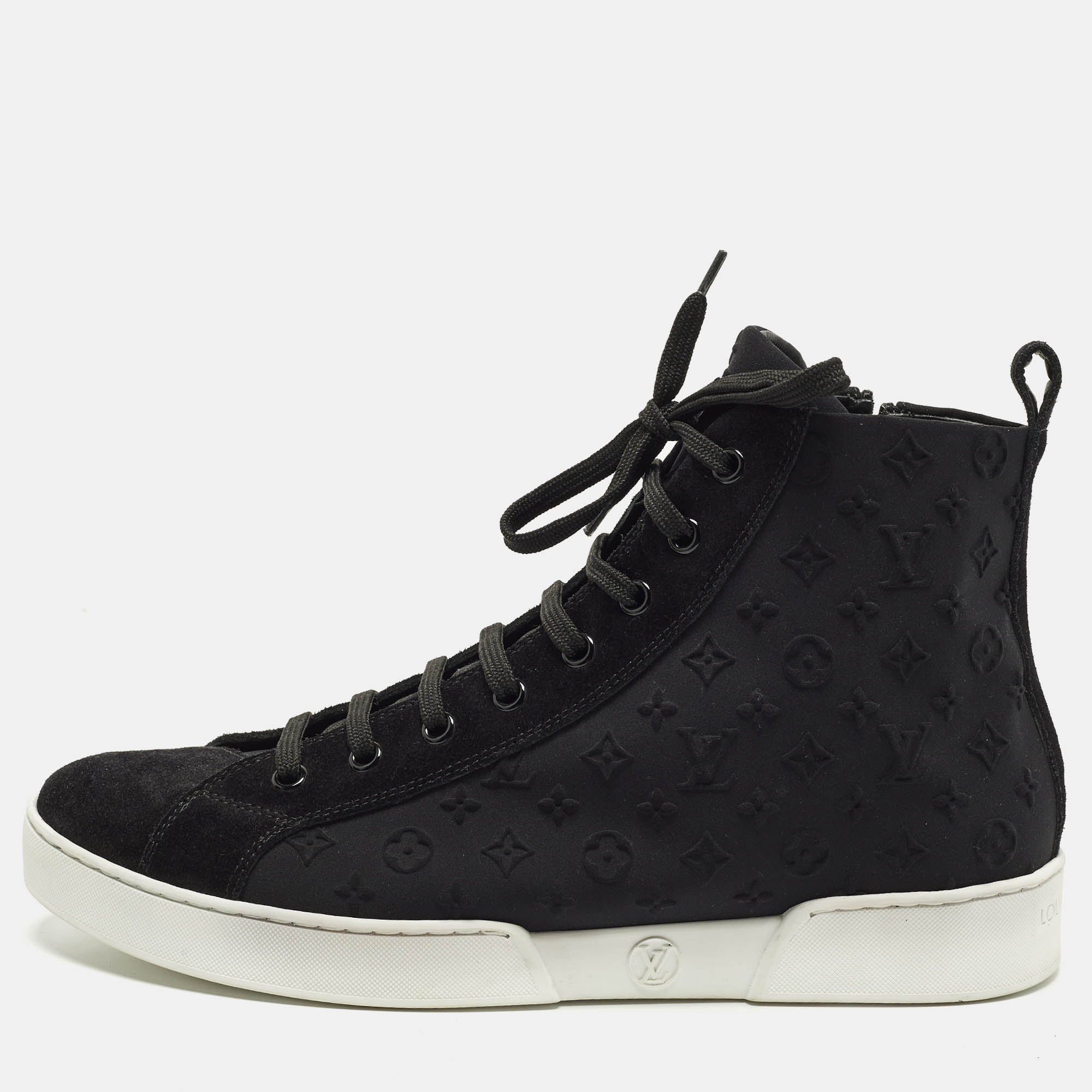

Louis Vuitton Stellar Size  Black Monogram Fabric and Suede High Top Sneakers