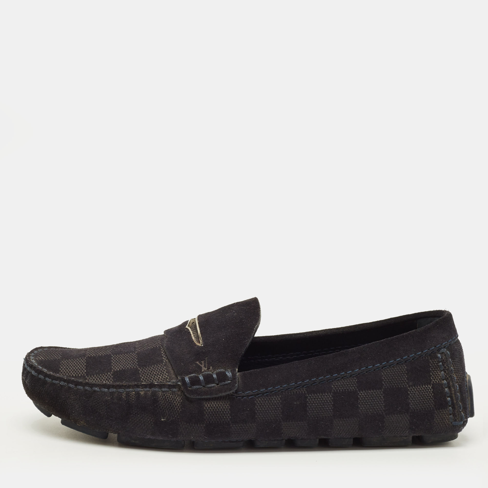 

Louis Vuitton Size 40 Black Suede Damier Infini Loafers