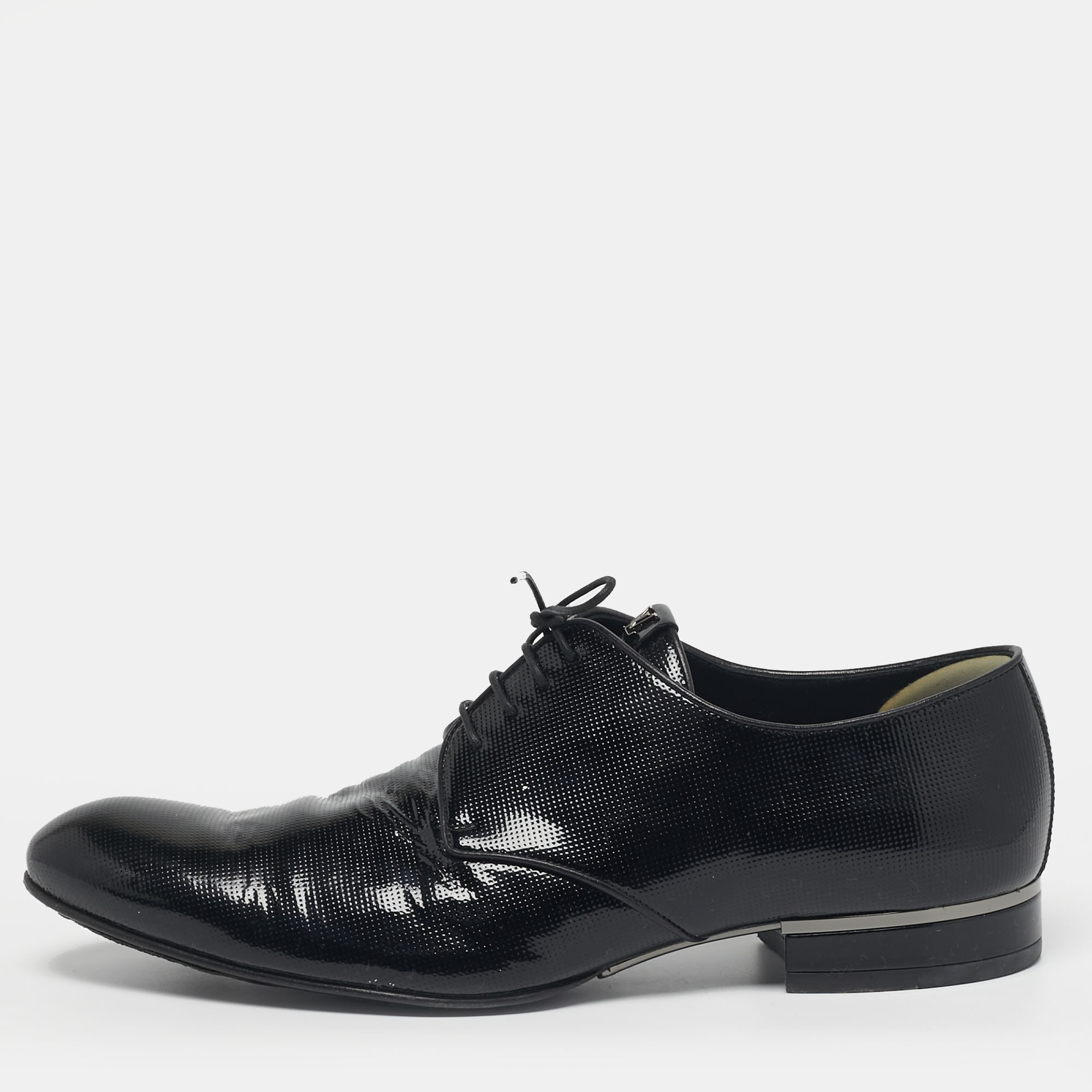 

Louis Vuitton Size 40.5 Black Patent Leather Lace Up Derby