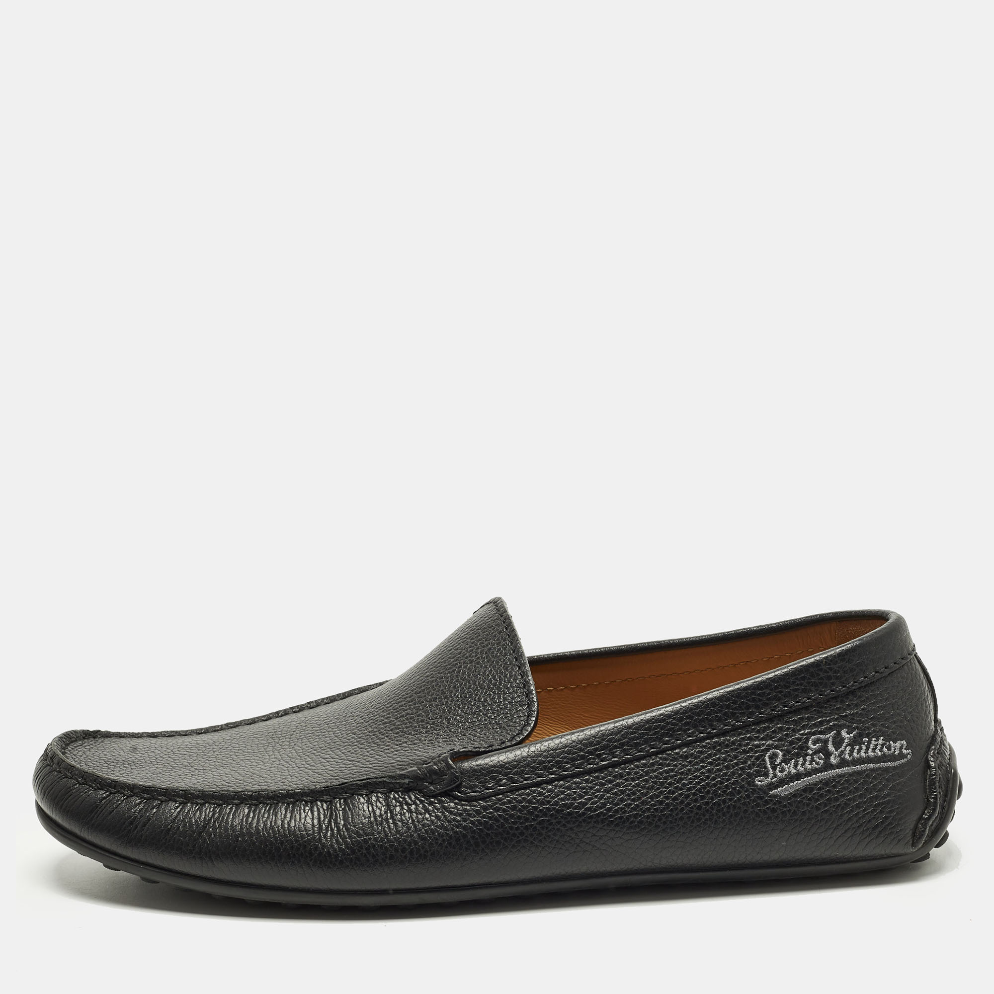 

Louis Vuitton Size 42.5 Black Leather Slip On Loafers