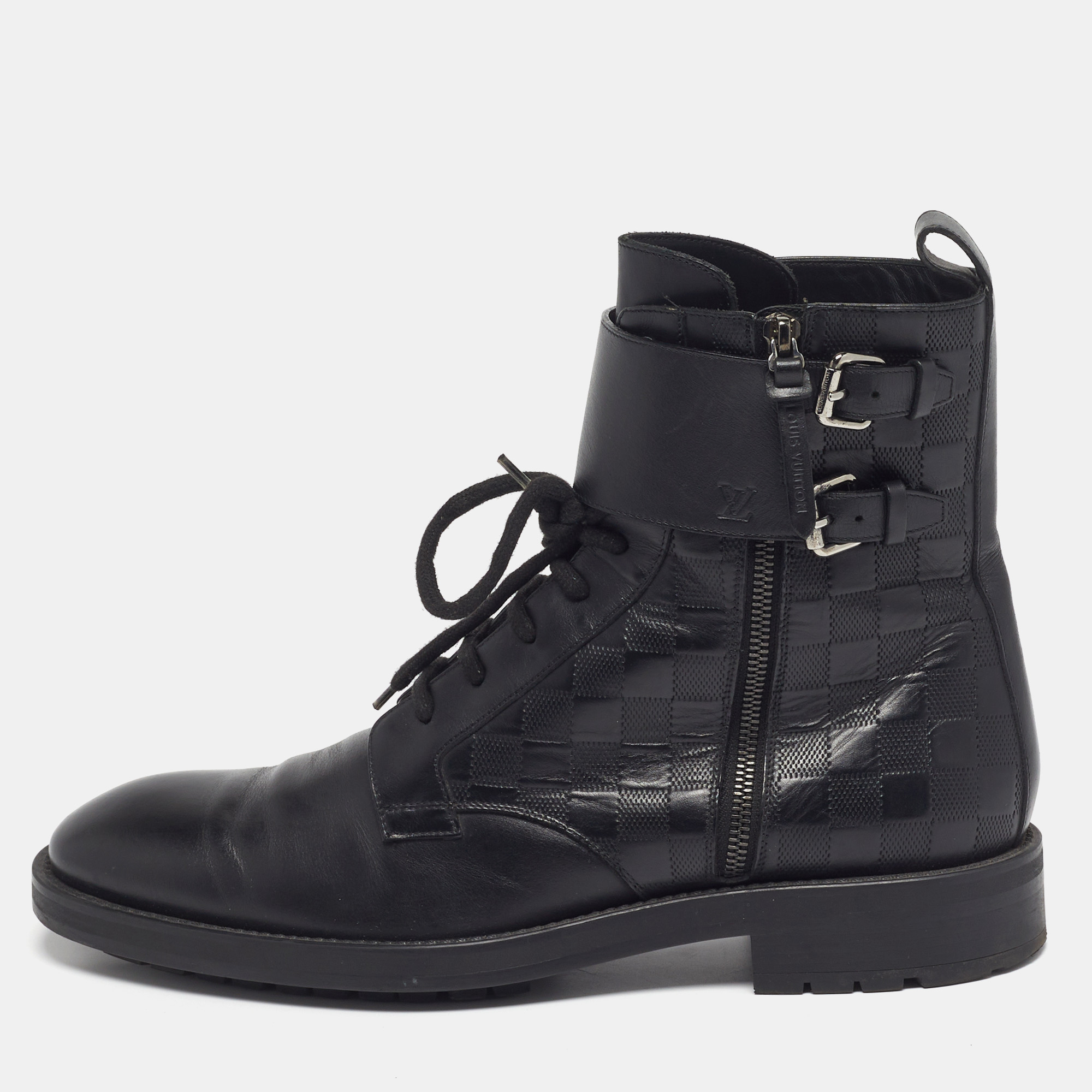 

Louis Vuitton Voltaire Size 42.5 Black Damier Leather Combat Boots
