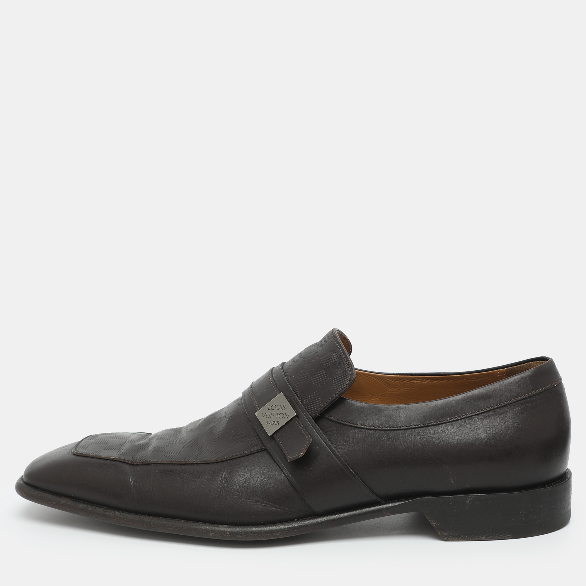 

Louis Vuitton Size 45 Brown Damier Embossed Leather Loafers