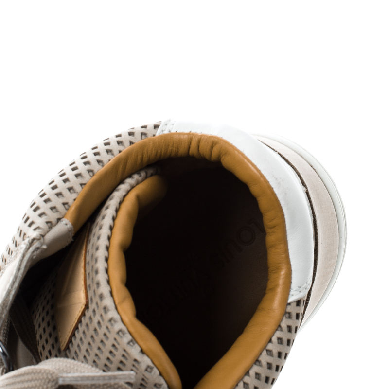 Louis Vuitton Beige Perforated Nubuck Speaker High Top Sneakers Size 44 Louis  Vuitton
