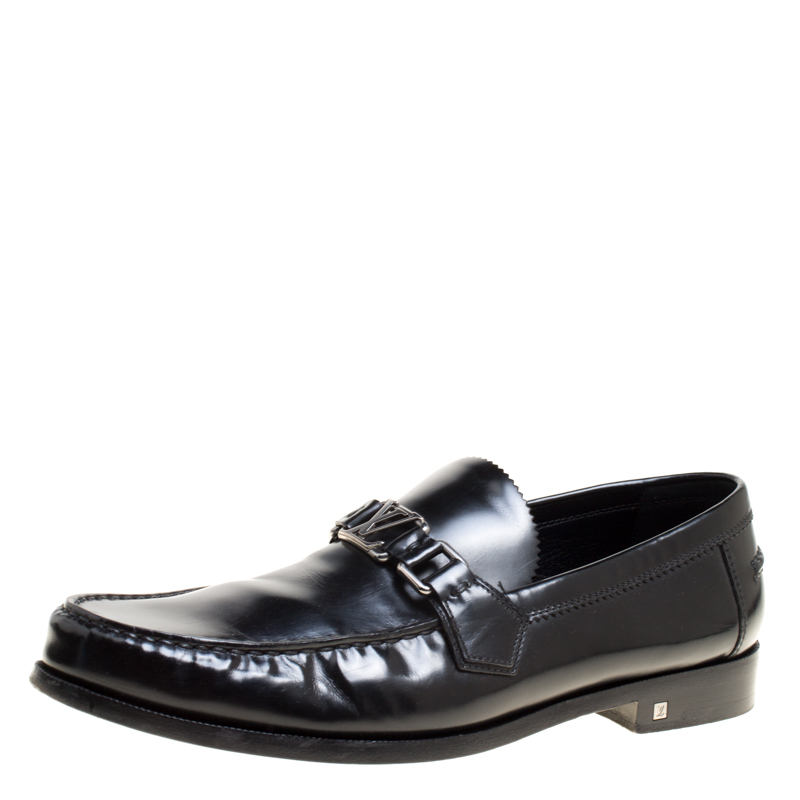 Pre Owned Louis Vuitton Black Leather Major Loafers Size 43