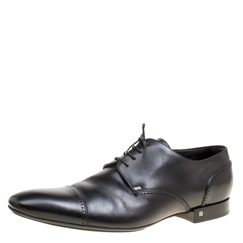 Louis Vuitton Black Leather Lace Up Derby Size 44.5