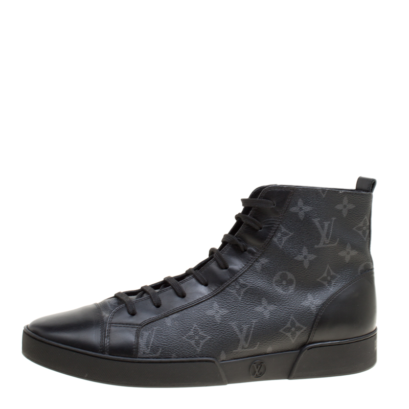Louis Vuitton Black Monogram Adults High Top Canvas Shoes