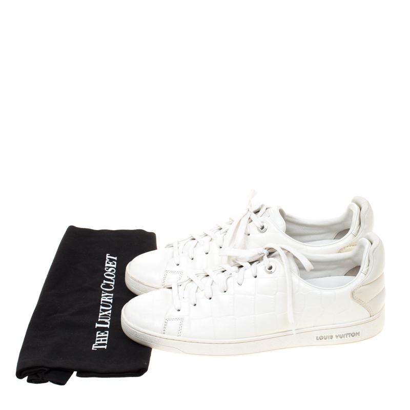 Louis Vuitton Men's White Leather Alligator Print Frontrow Slip-On Sneaker  – Luxuria & Co.