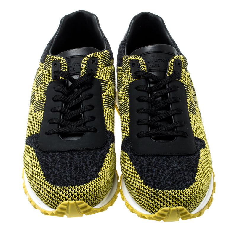 Louis Vuitton, Shoes, Louis Vuitton Yellowblack Cotton Knit And Leather  Run Away Sneakers Size 8