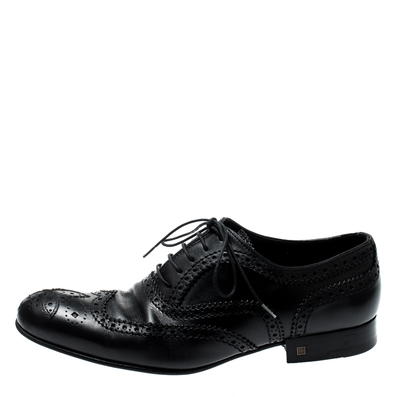 

Louis Vuitton Black Brogue Leather Lace Up Oxfords Size