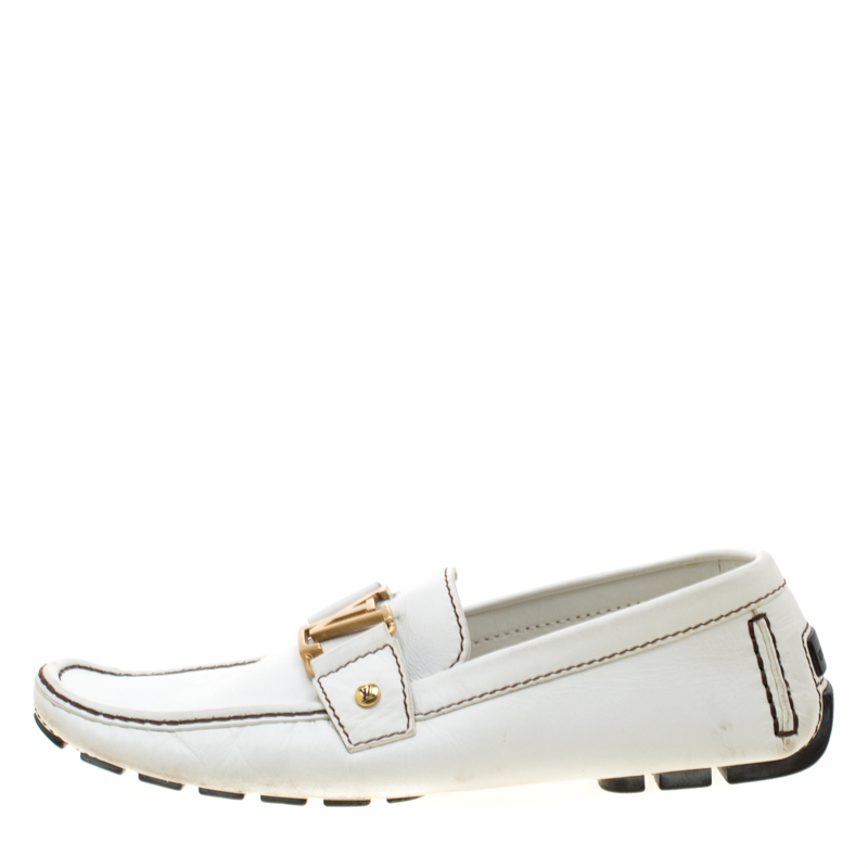 

Louis Vuitton White Leather Monte Carlo Loafers Size