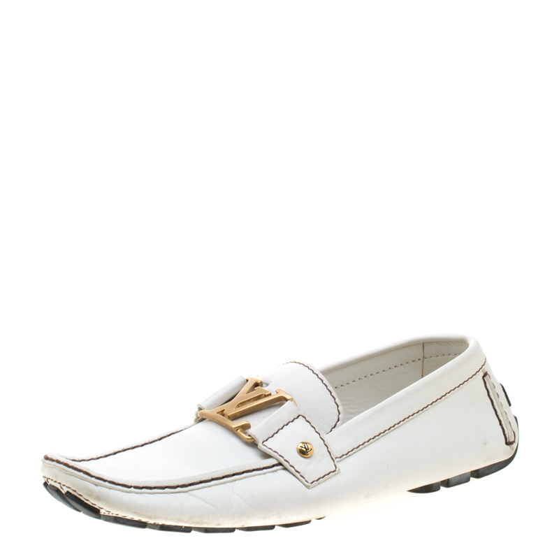 Louis Vuitton White Leather Monte Carlo Loafers Size 41.5 Louis Vuitton ...