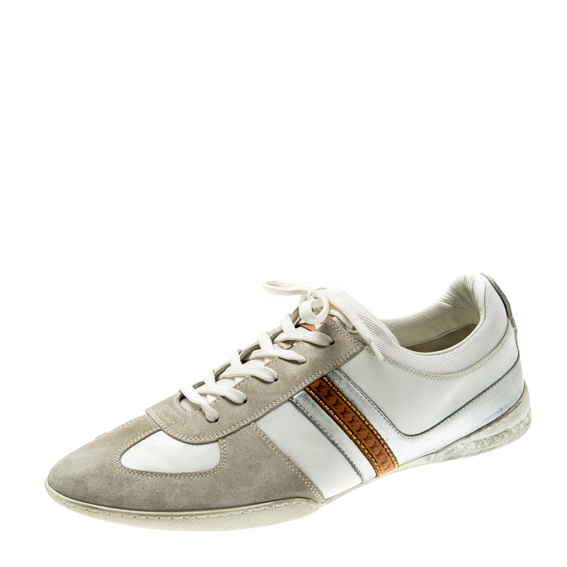 Pre Owned Louis Vuitton Tricolor Leather And Suede Lace Up Sneakers Size 43