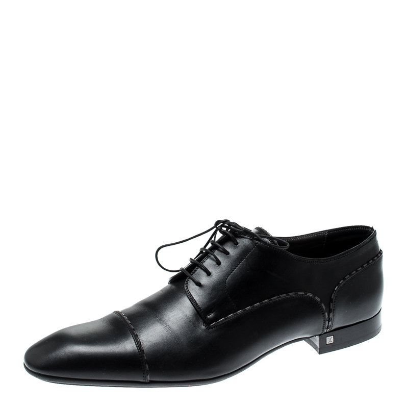Louis Vuitton Black Leather Lace Up Oxfords Size 44.5