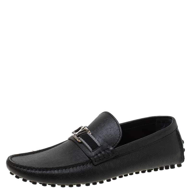 Louis Vuitton Black Leather Hockenheim Loafers Size 42