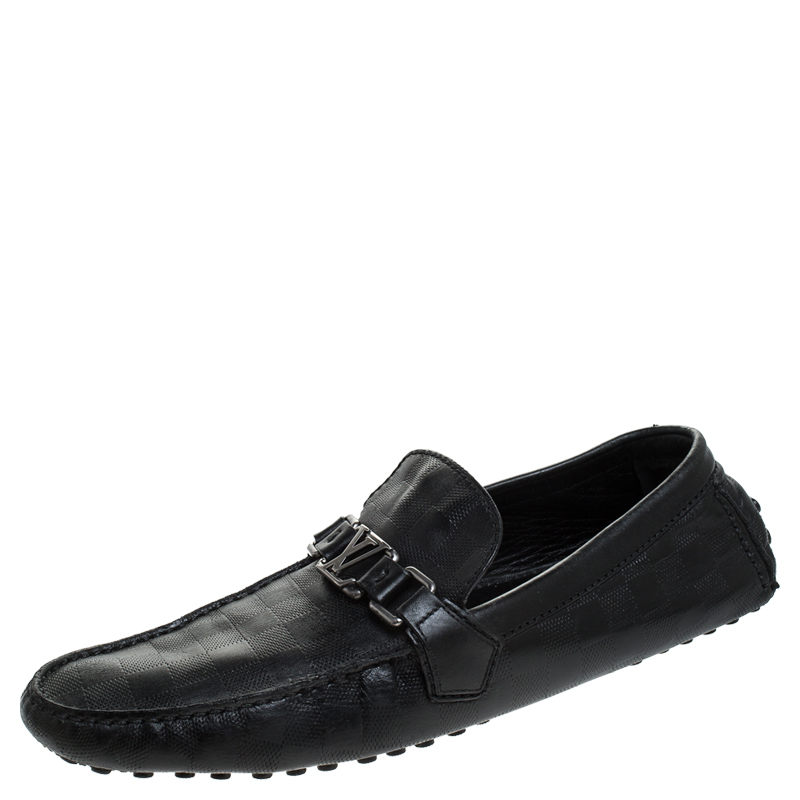 حذاء موكاسين لوي فيتون فينيني هوكينهايم جلد دامييه أسود مقاس 43.5